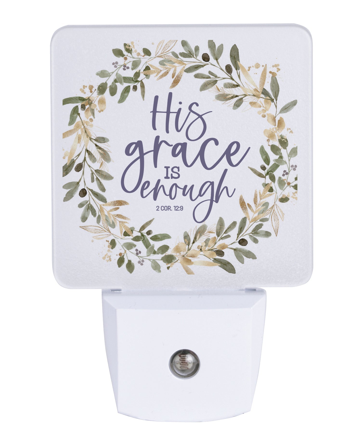 His grace is enough LED nightlight with Bible verse and auto-on LED light
