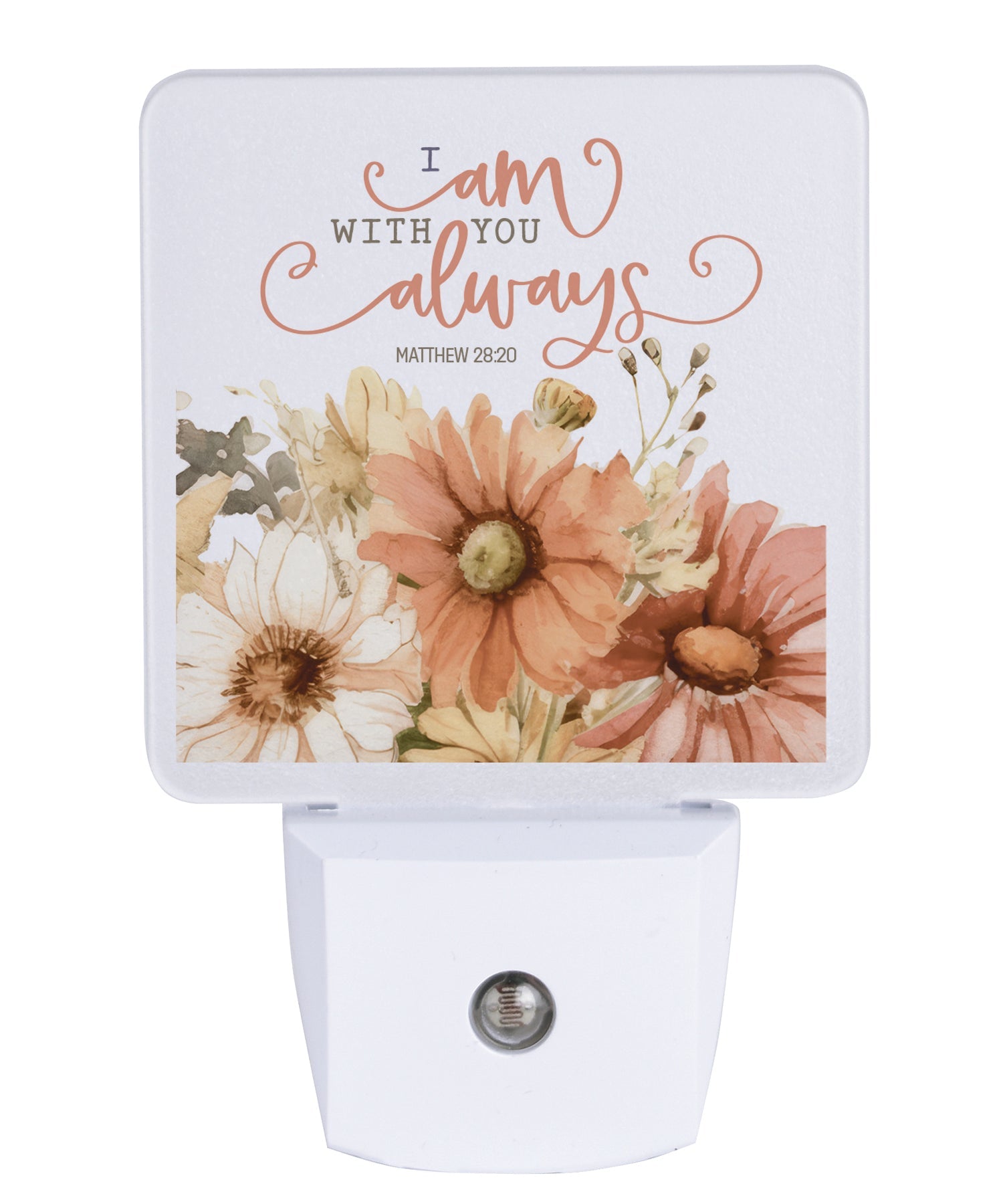 I Am With You Always LED Nightlight features a floral arrangement that is perfect for any décor.