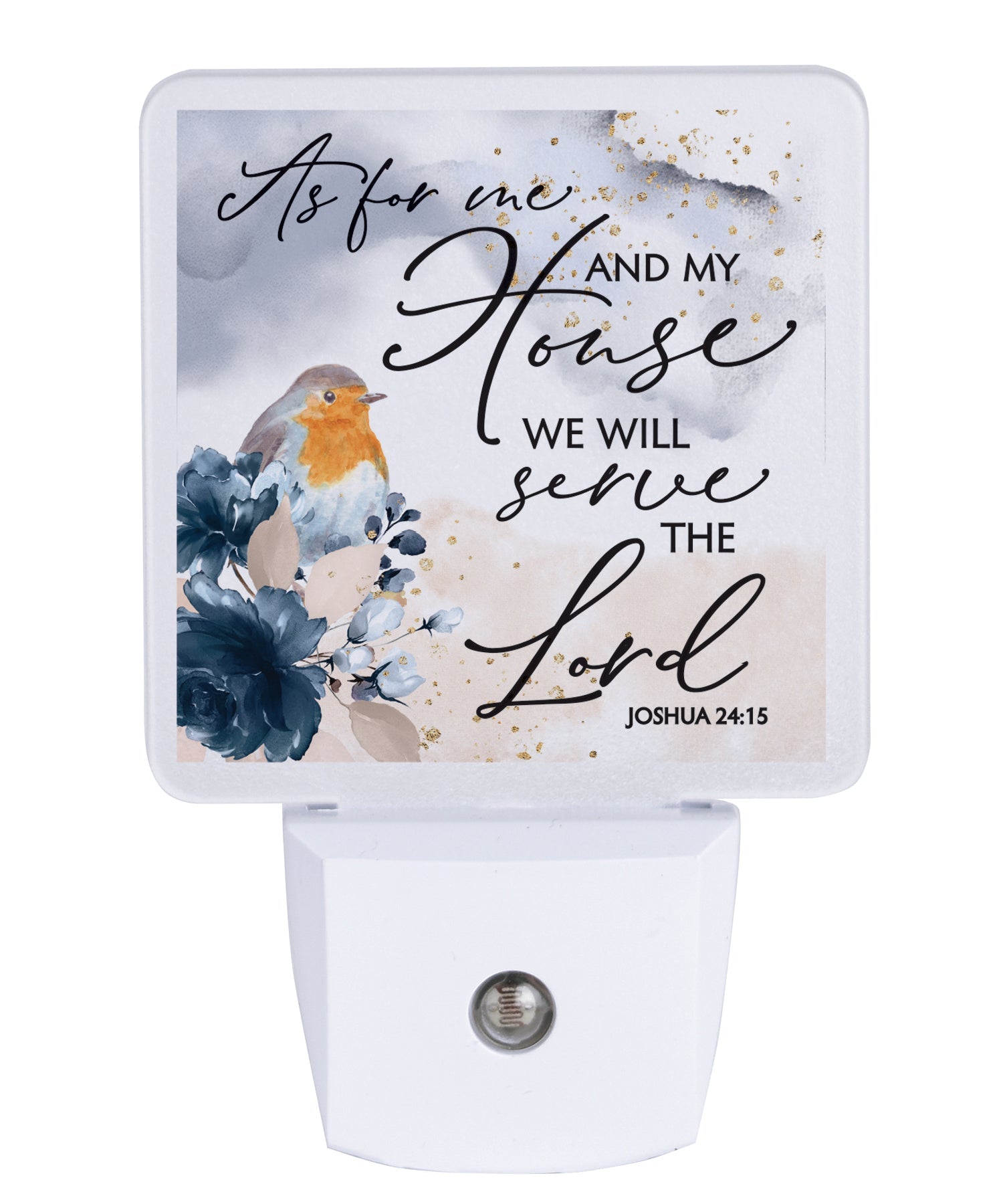 As for me and my house LED nightlight with Joshua 24:15 scripture and auto-on LED light