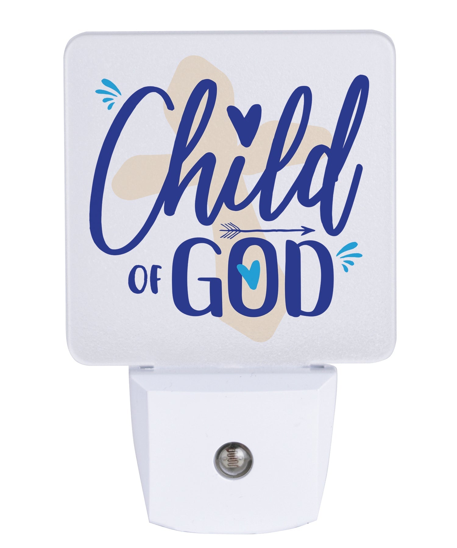 Child of God LED nightlight with faith message, auto-on LED light and standard plug