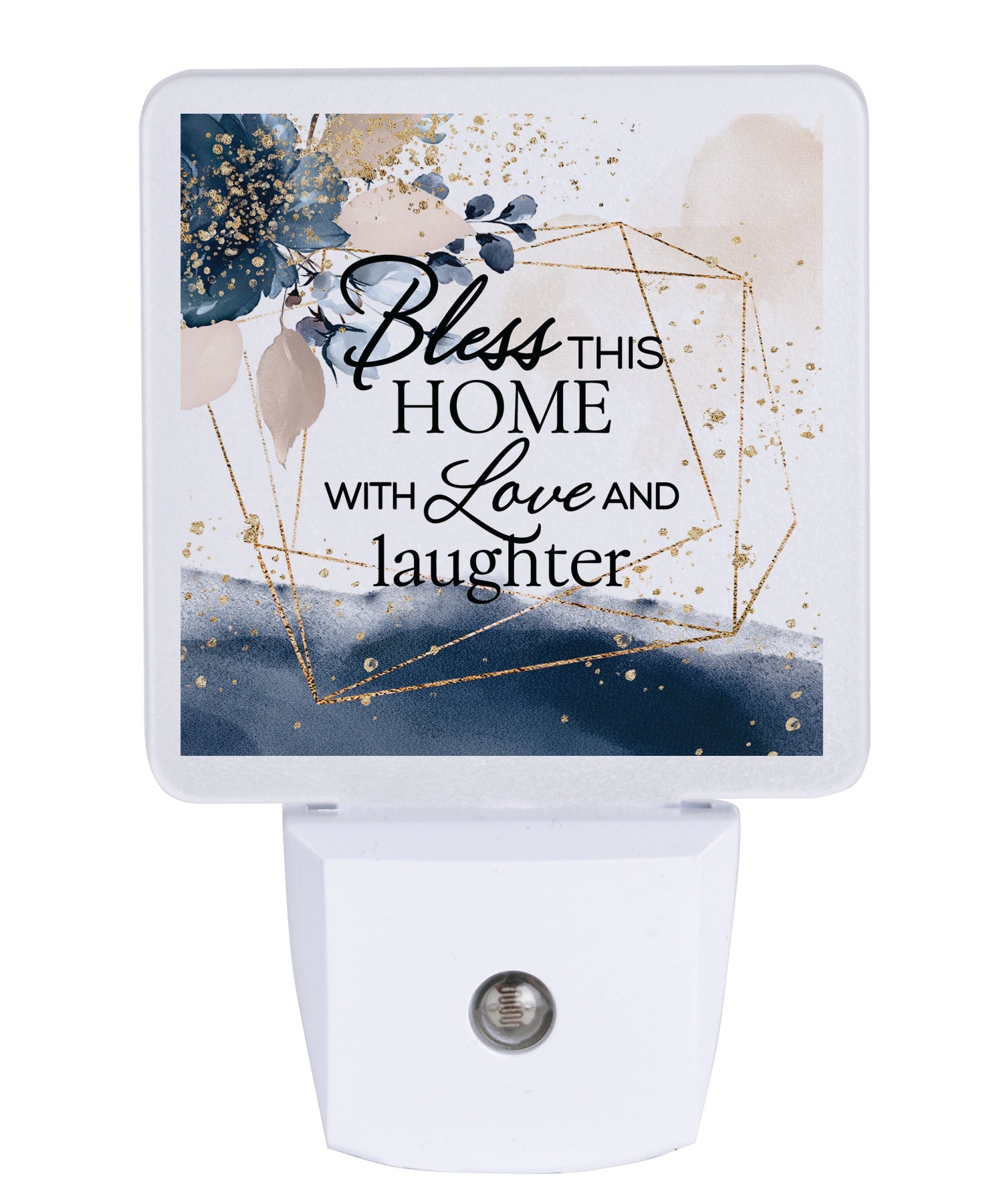 Bless this home LED nightlight with love and laughter message, auto-on LED light and standard plug