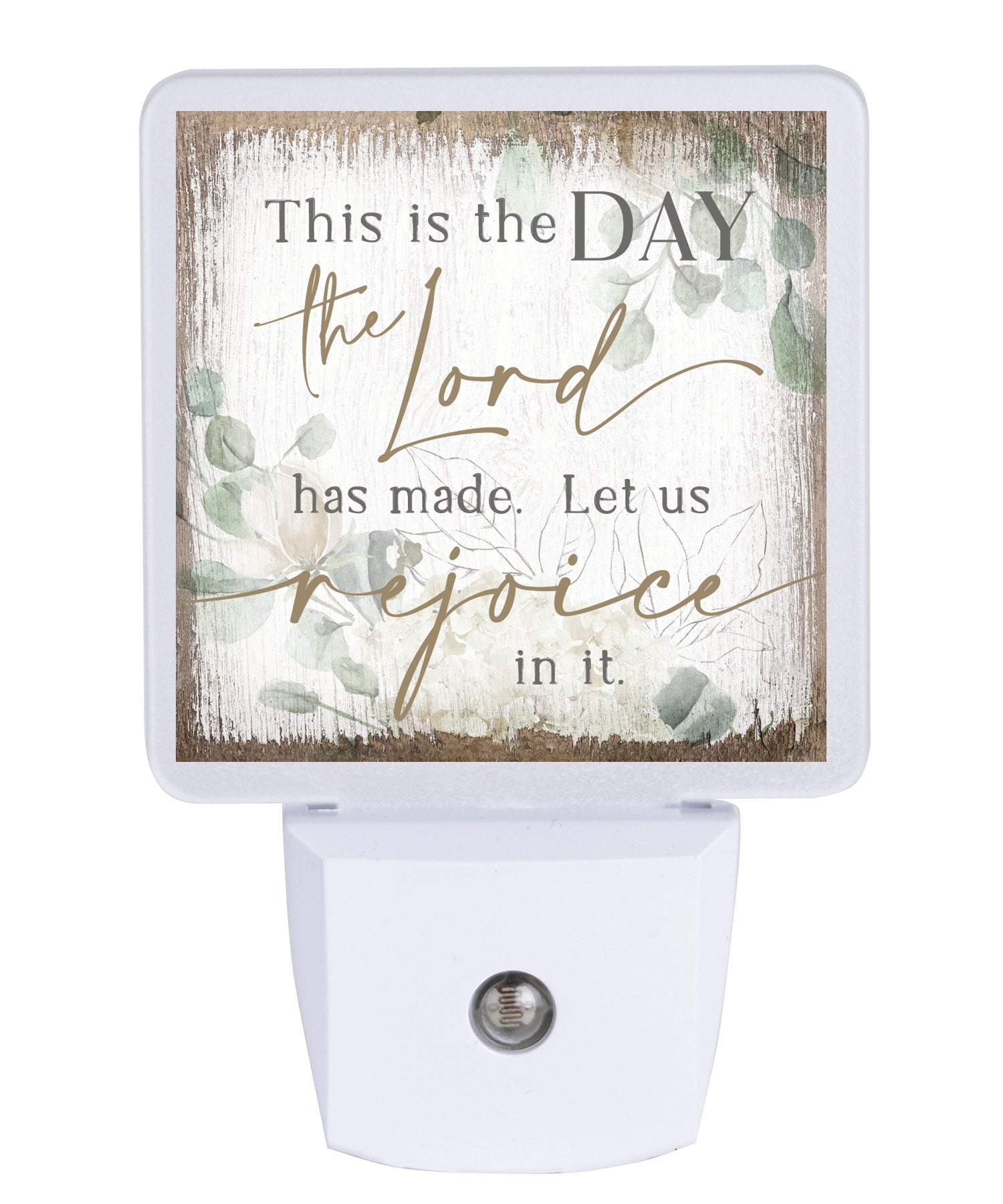This Is the Day LED nightlight with scripture verse, auto-on LED light and standard plug