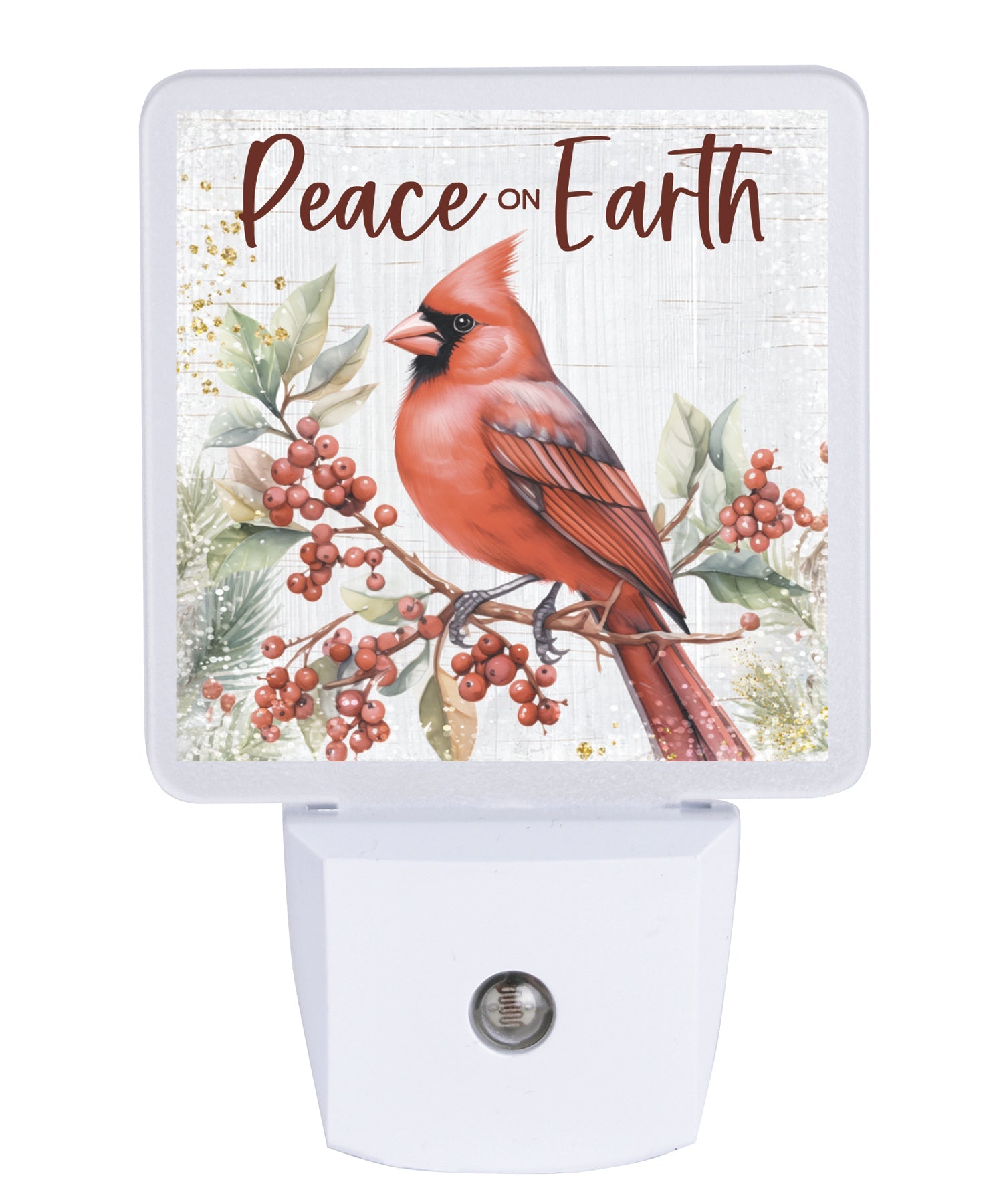 Peace on Earth LED nightlight with Christmas message and auto-on LED light