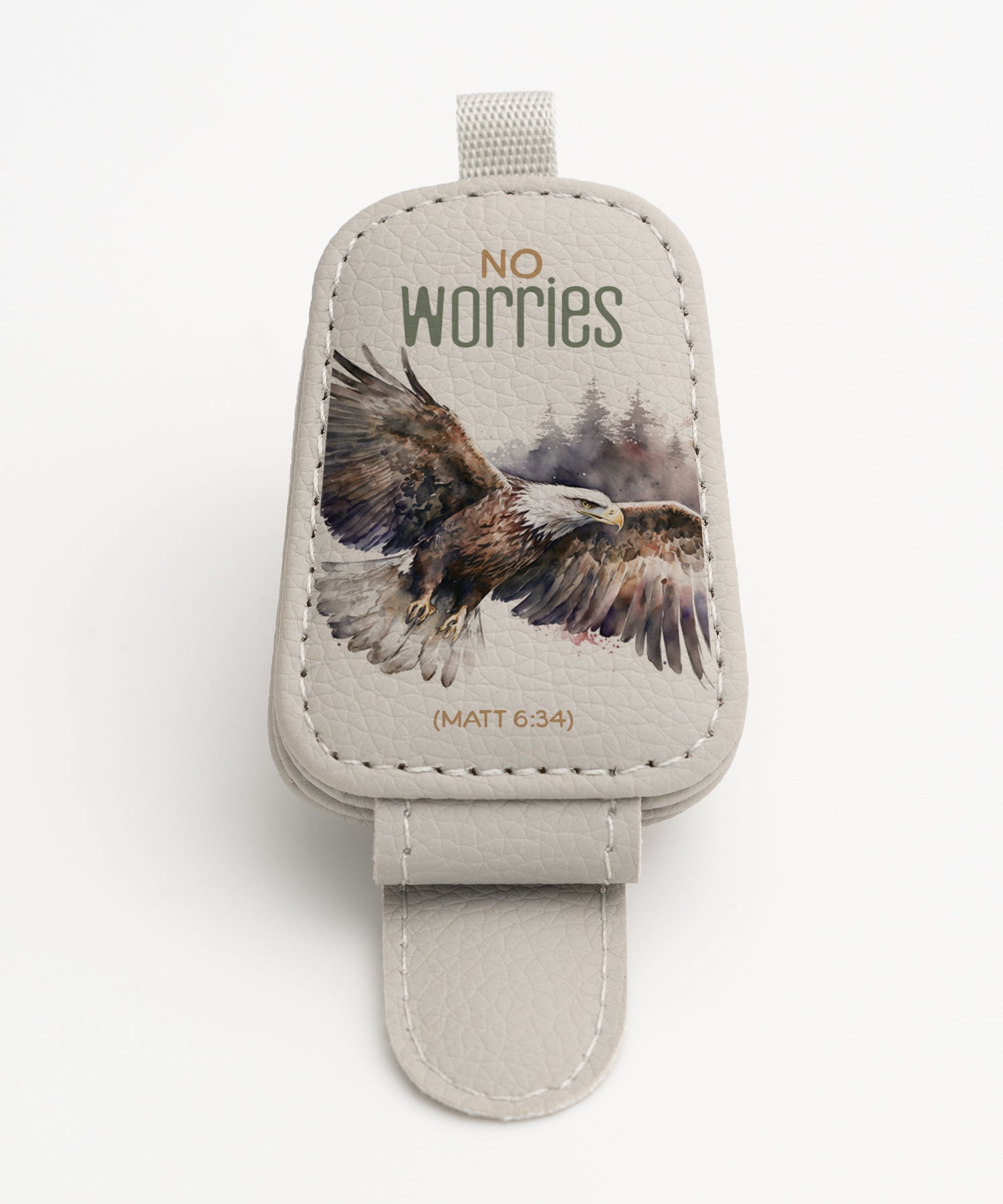 No Worries eagle leatherette sunglasses visor clip with magnetic closure