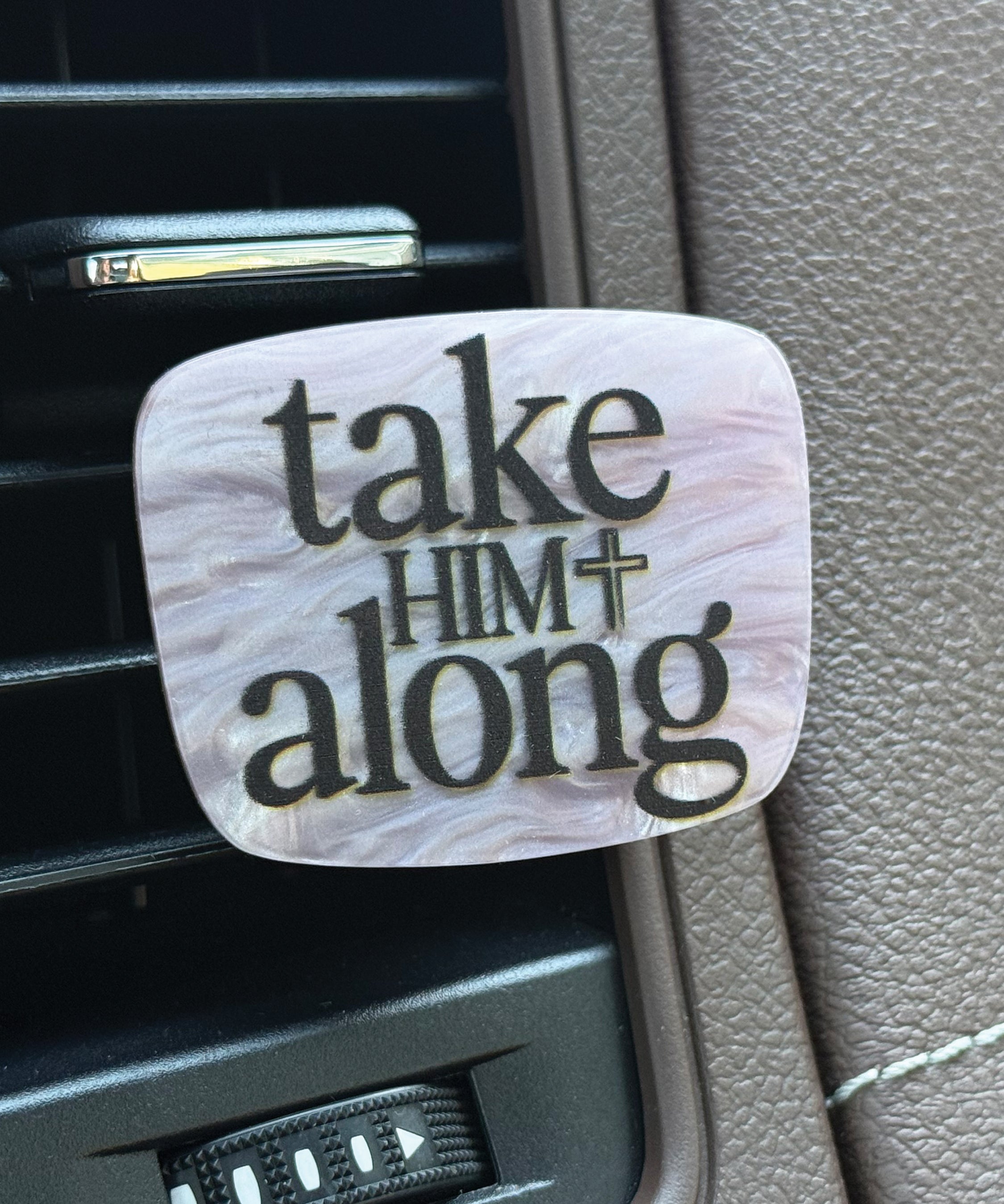 Take Him Along acrylic Scentable Vent Clip with reusable fragrance pad
