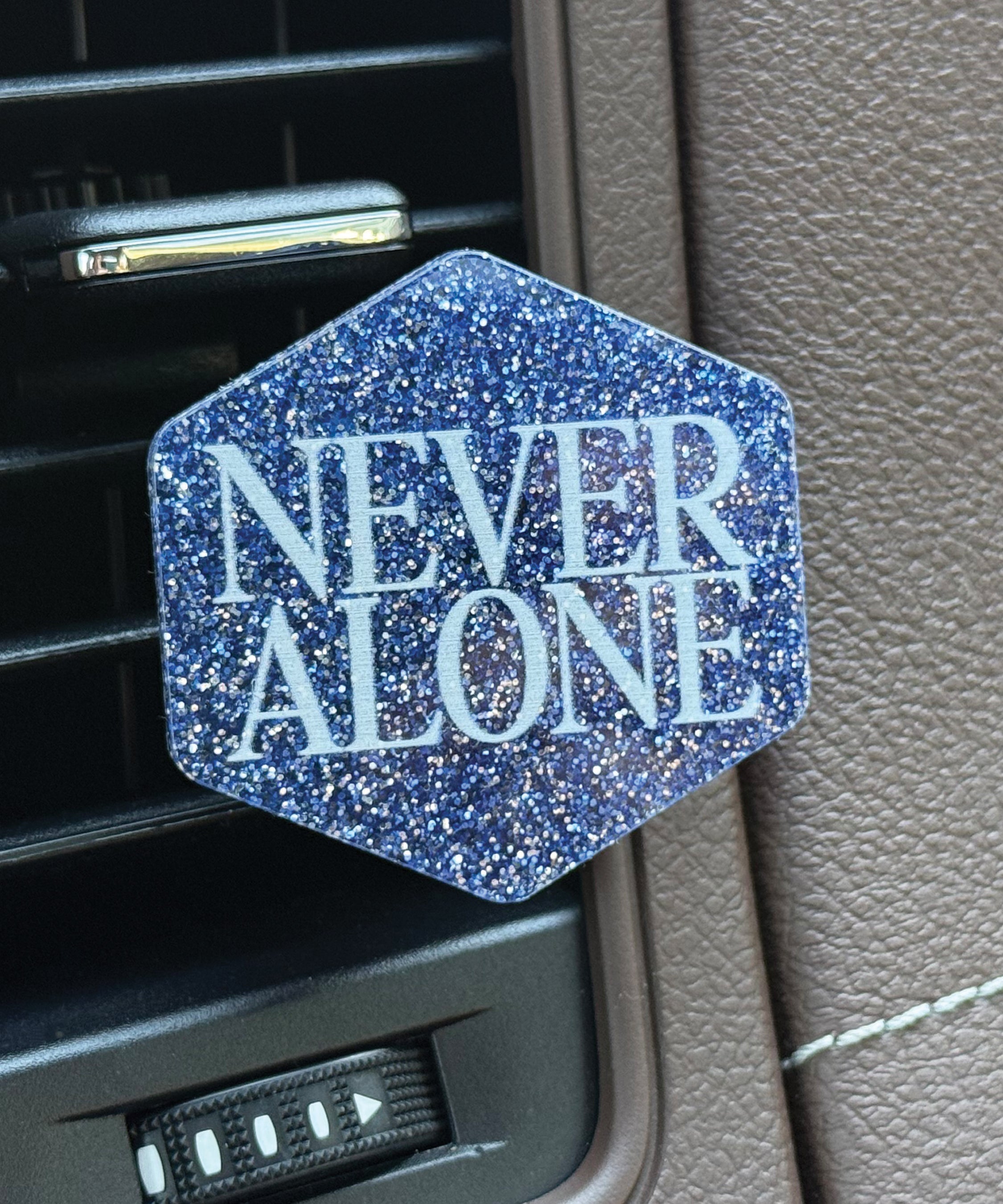 Never Alone acrylic Scentable Vent Clip with reusable fragrance pad