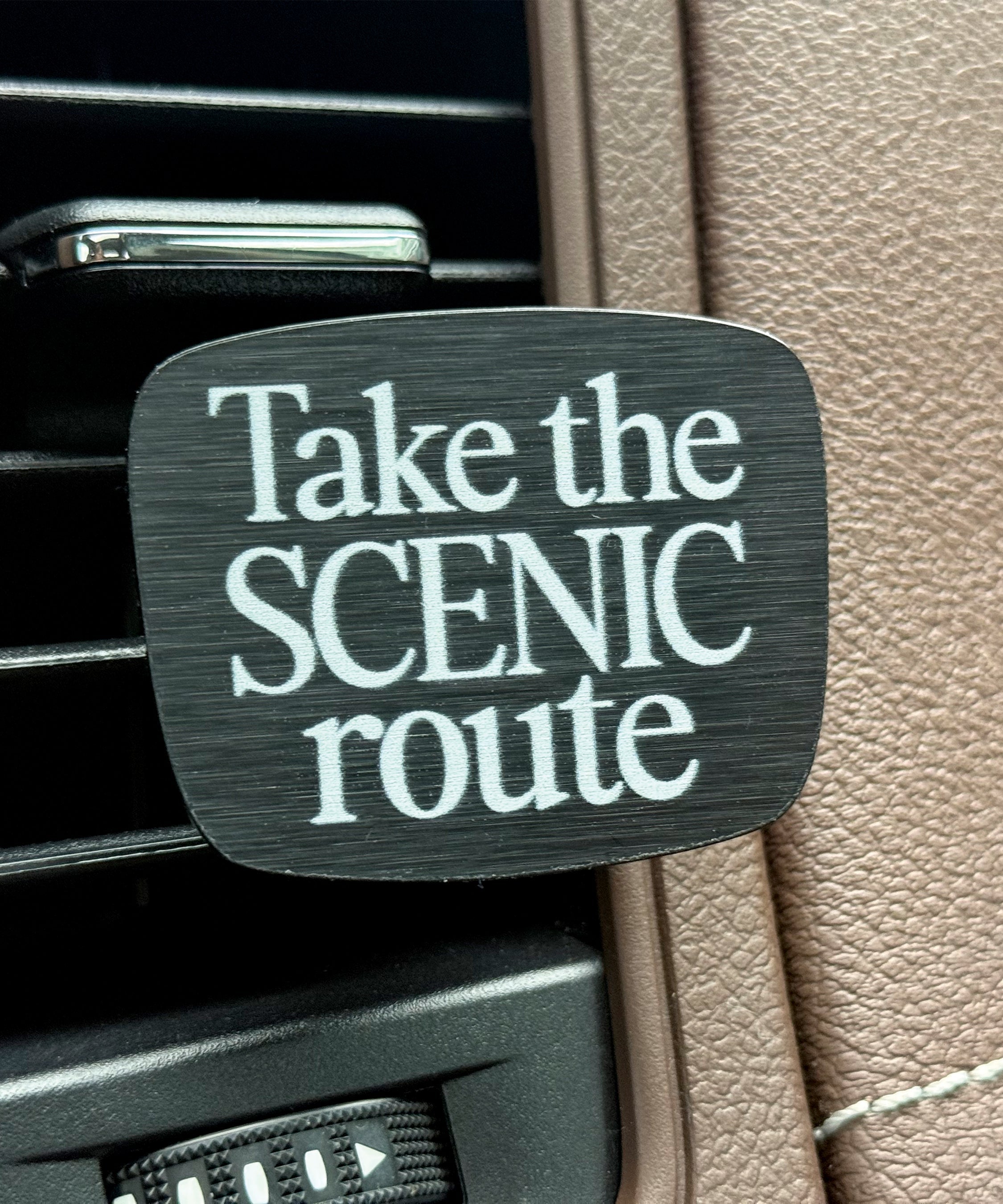 Take the Scenic Route acrylic Scentable Vent Clip with reusable fragrance pad