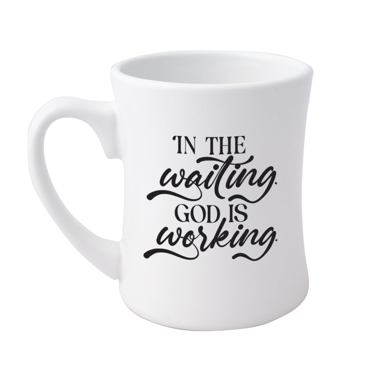 God Is Working Coffeehouse Mug