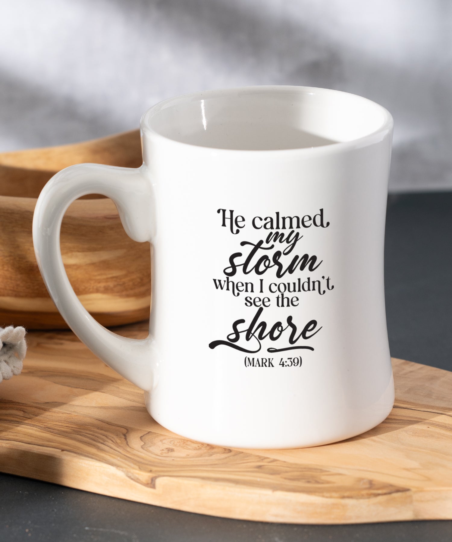 He Calmed My Storm Coffeehouse Mug