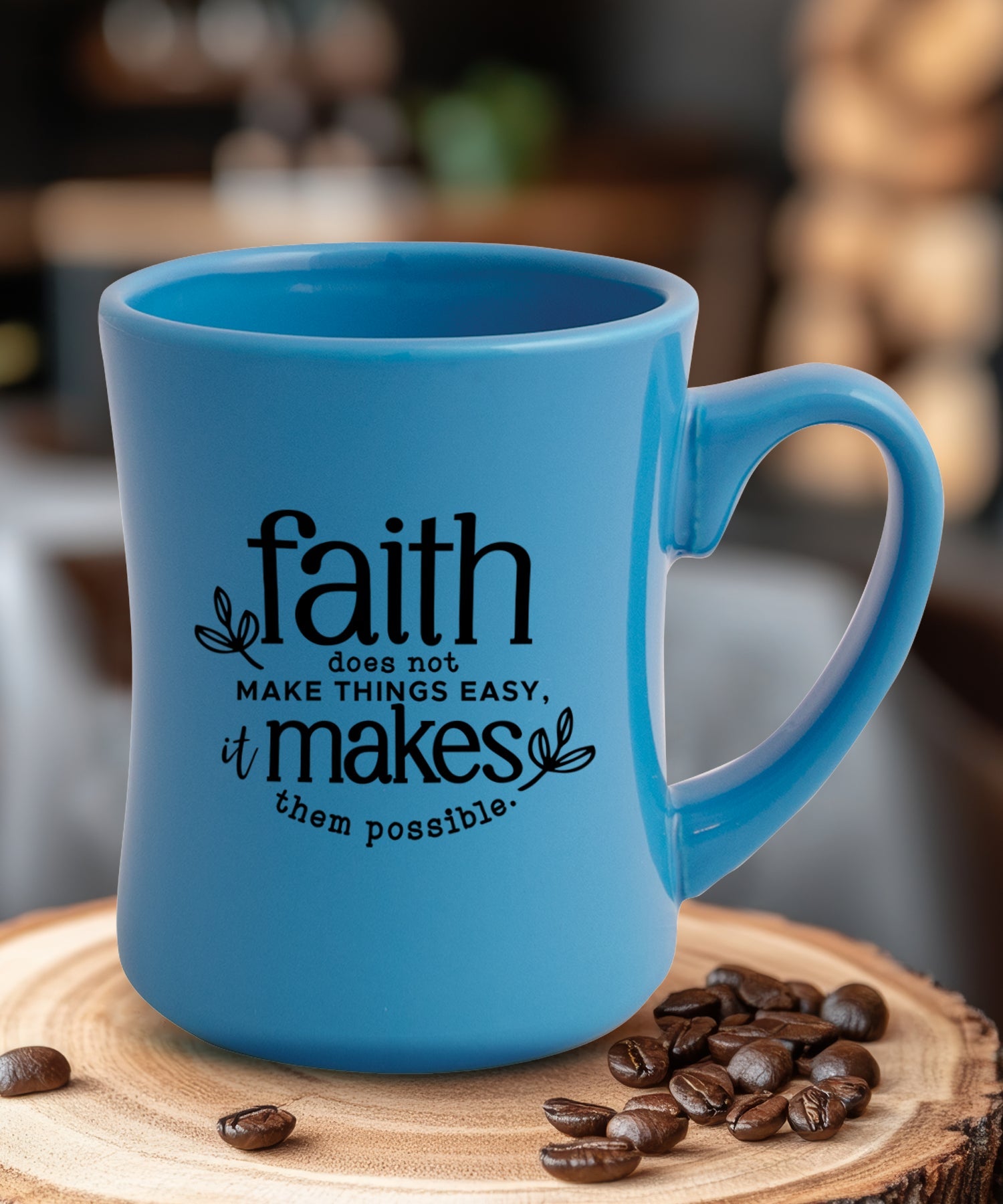 Faith Does Not Make Things Coffeehouse Mug - Sturdy, Easy-to-Grip, Concave Design