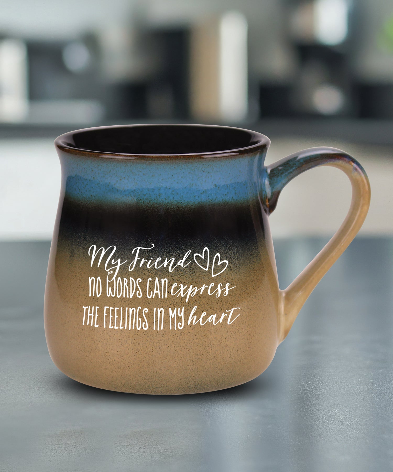 My Friend reactive glazed ceramic mug with unique color finish and sentimental friendship message, 16 oz