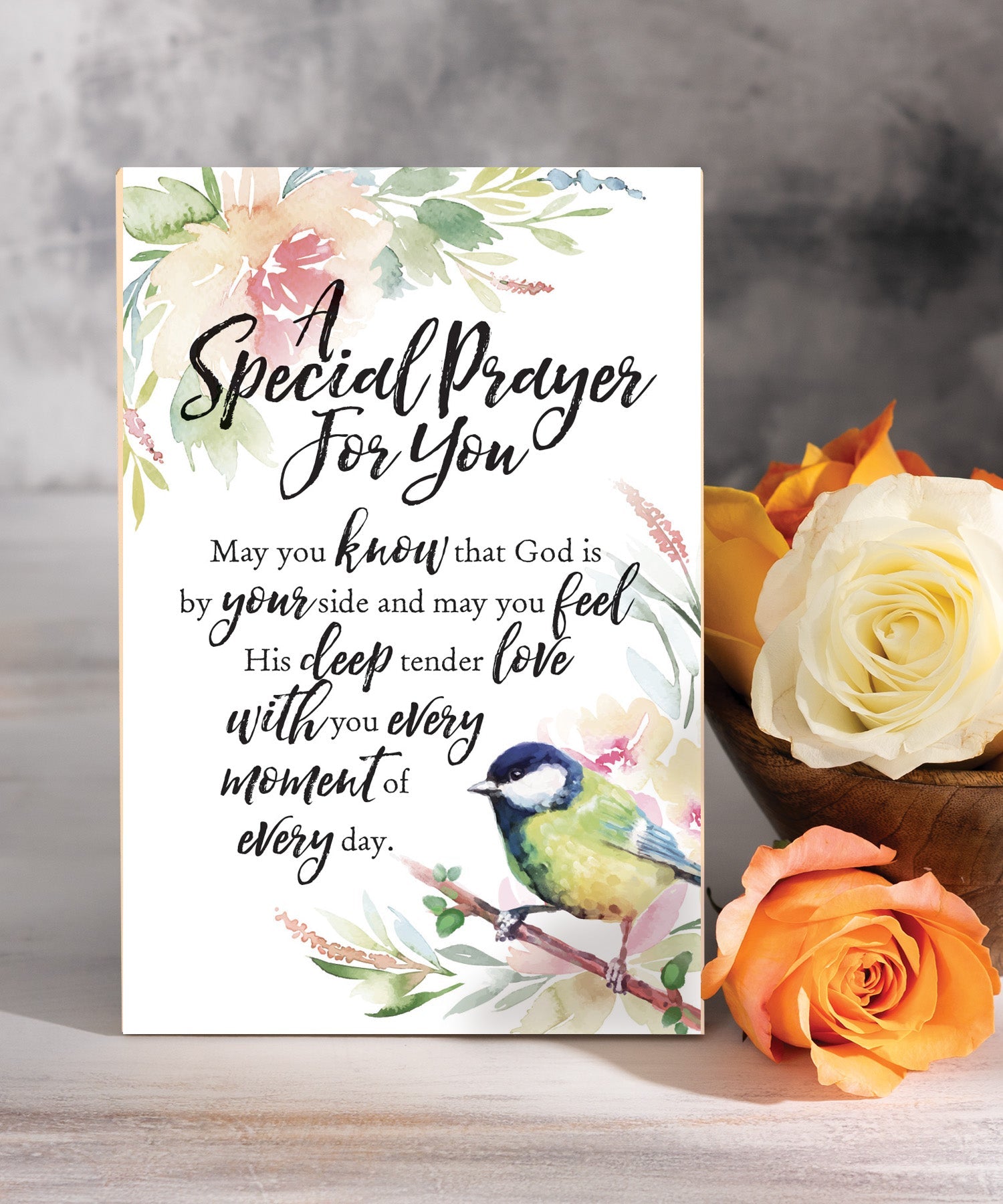 A Special Prayer for You 6x9 MDF Plaque with Inspirational Verse and Pastel Full-Color Design from the Woodland Grace Collection