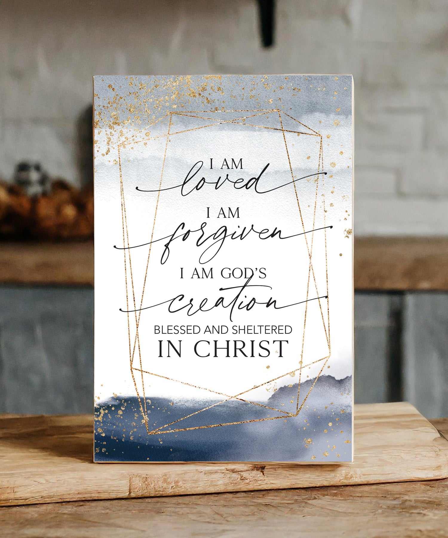 I Am Loved 6x9 MDF Plaque with neutral tones, watercolor design, and inspirational verse