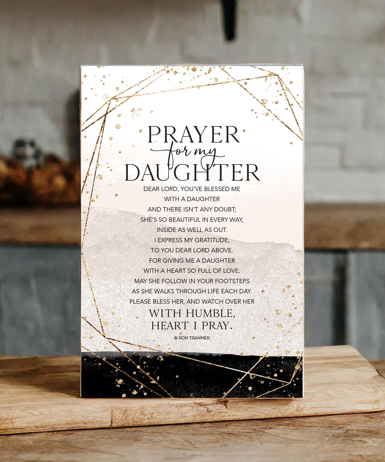 Prayer for My Daughter 6x9 MDF plaque with watercolor artwork, black vinyl edge, and inspirational prayer message