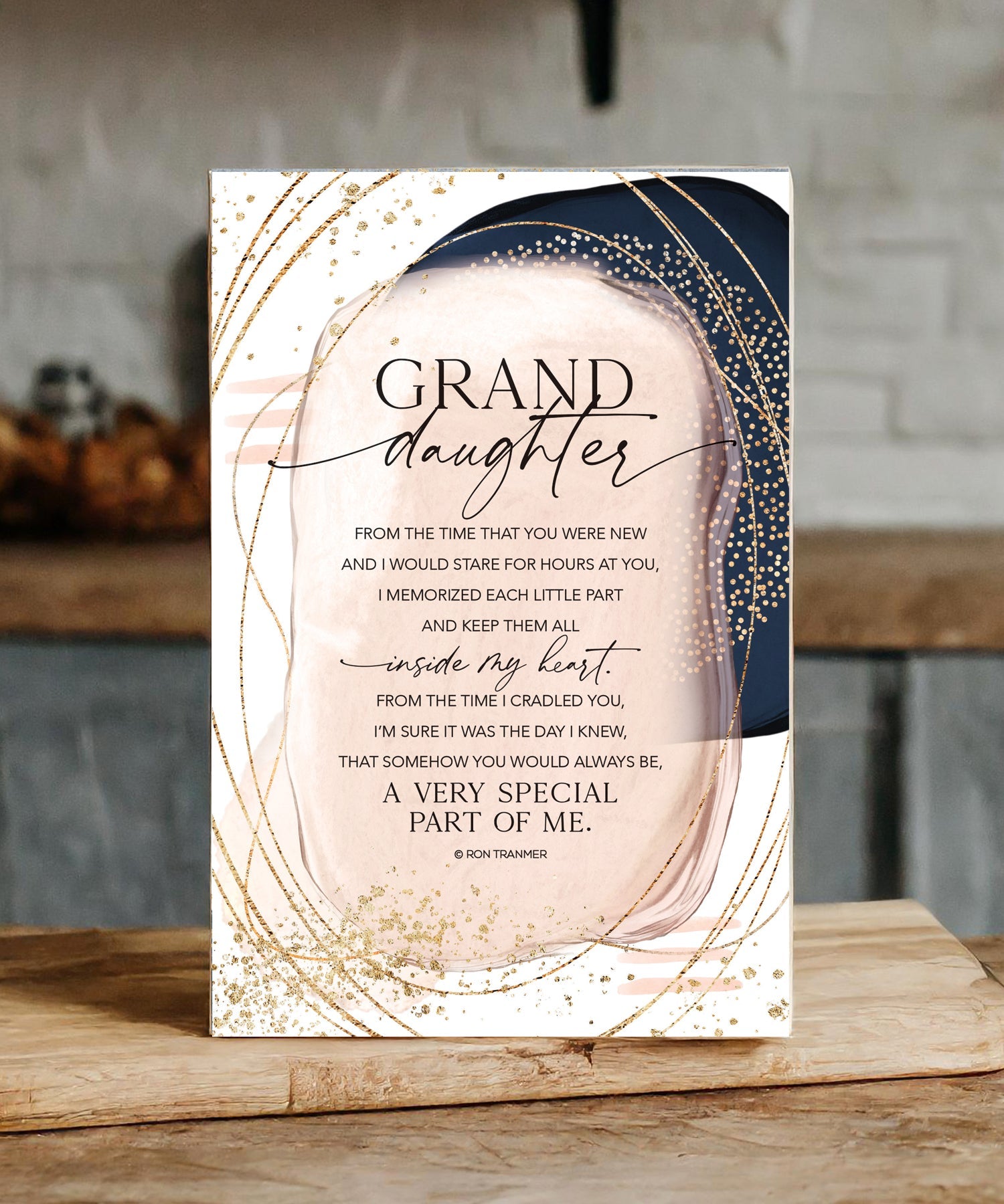 Granddaughter 6x9 MDF Plaque with neutral tones, watercolor design, and inspirational verse