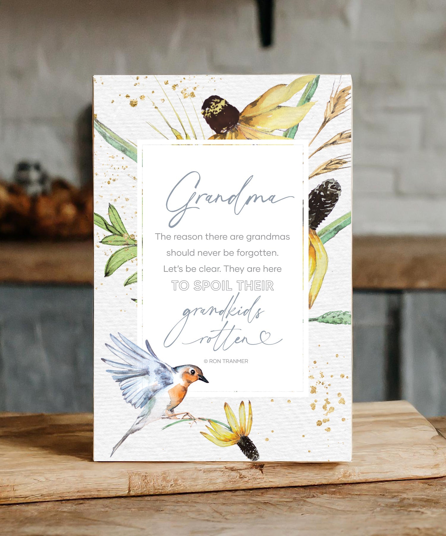 Grandma 6x9 MDF Plaque with modern design, silver edge, and inspirational verse