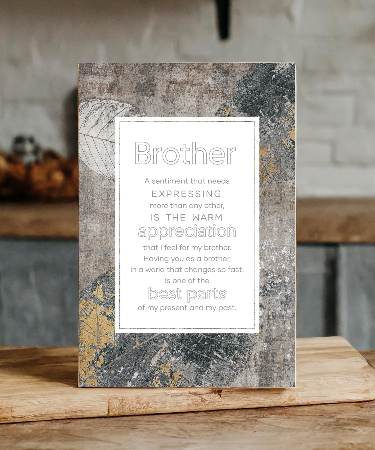 Brother 6x9 MDF Plaque with modern design, silver edge, and inspirational verse