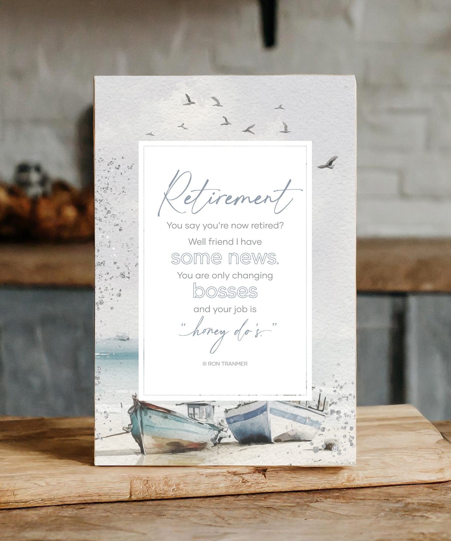 Rules for Retirement 6x9 MDF Plaque with modern design, silver edge, and inspirational verse