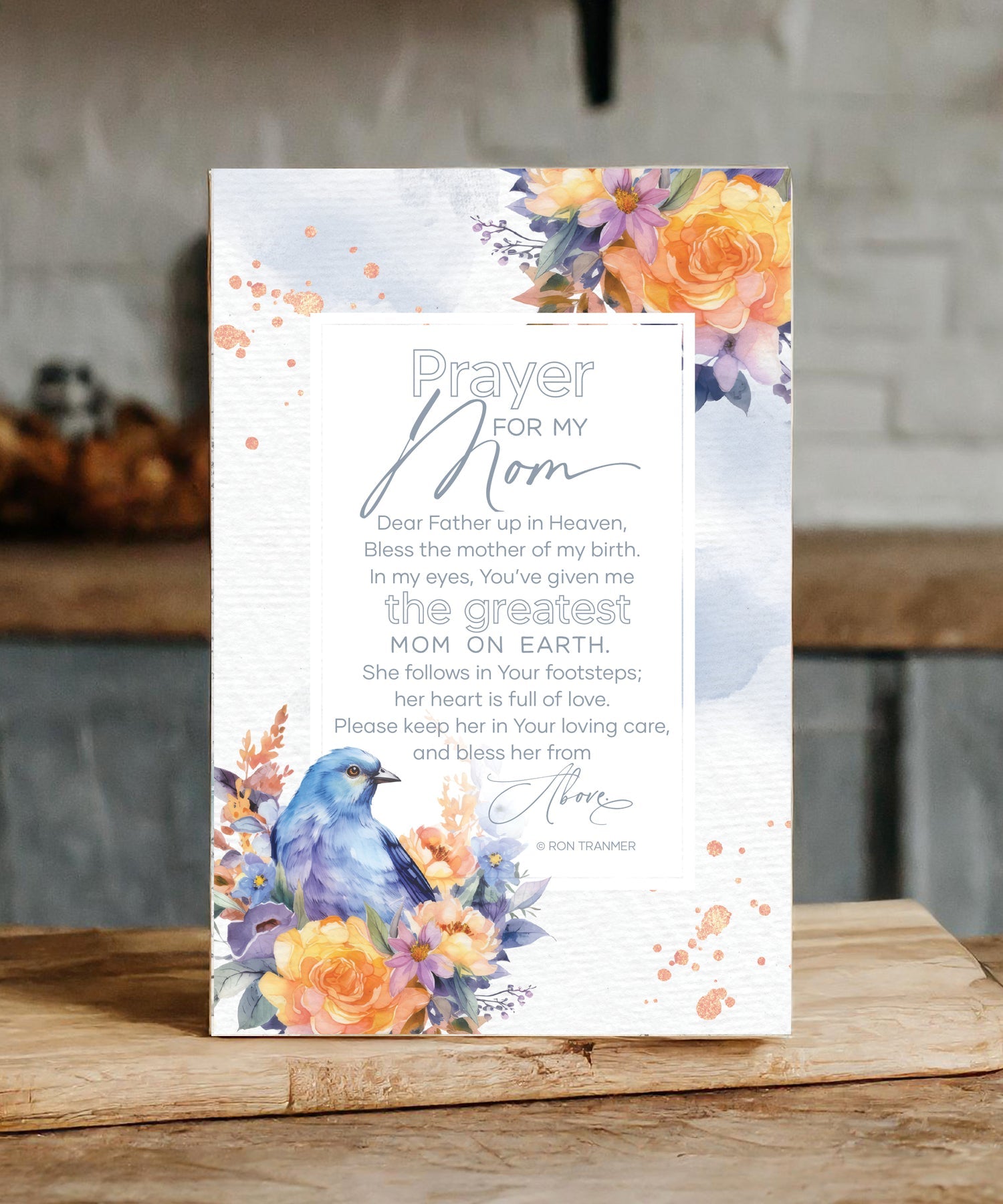 Prayer for My Mom 6x9 MDF Plaque with modern design, silver edge, and inspirational verse