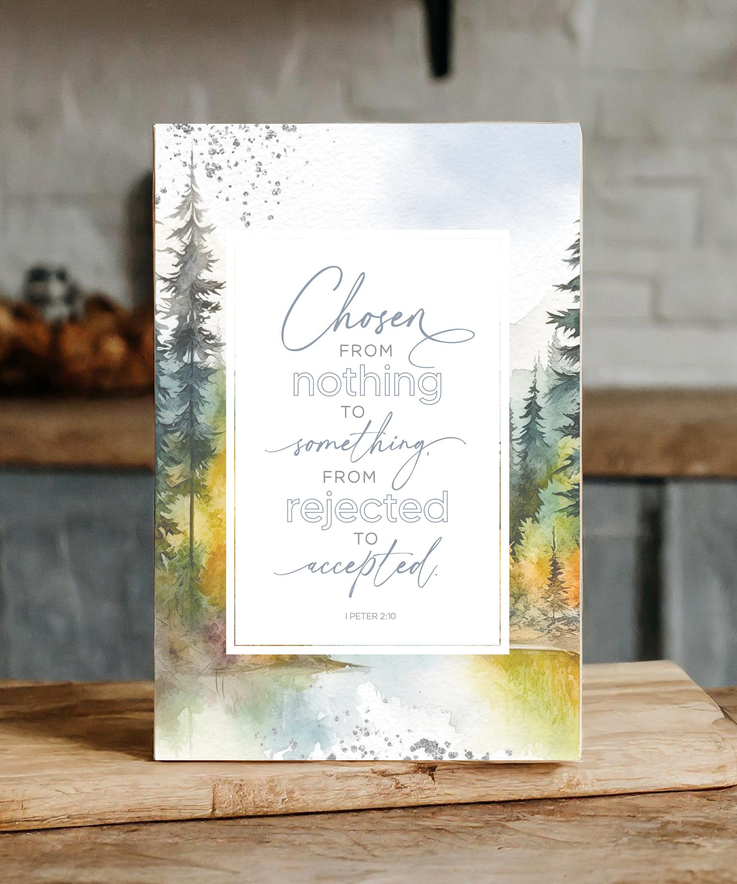 Chosen From Nothing 6x9 MDF Plaque with modern design, silver edge, and inspirational verse