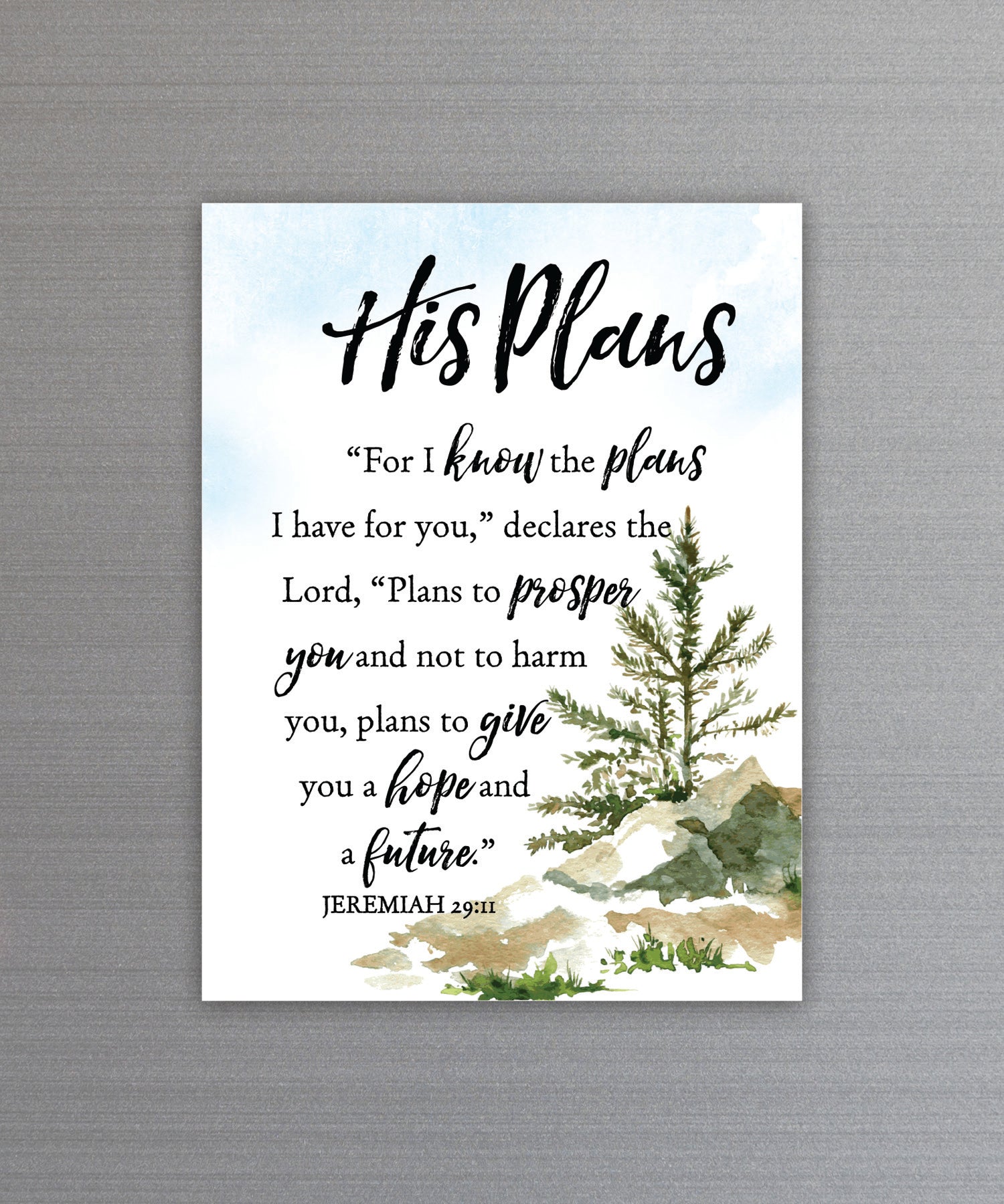 Full-color For I Know the Plans Magnet with inspirational verse and vibrant imagery featuring a strong magnetic backing.
