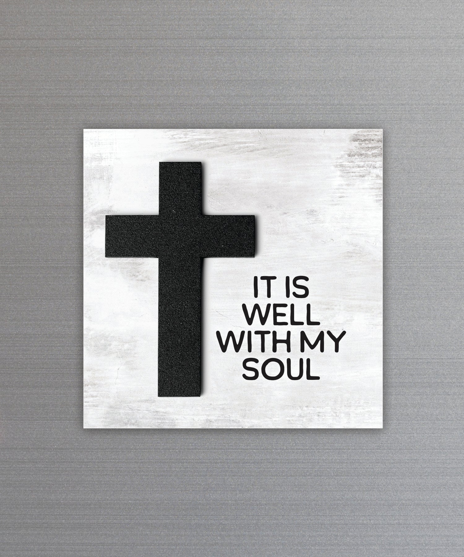 It Is Well With My Soul Magnet-Plaque with laser-cut wooden words, premium MDF wood, and versatile easel stand.