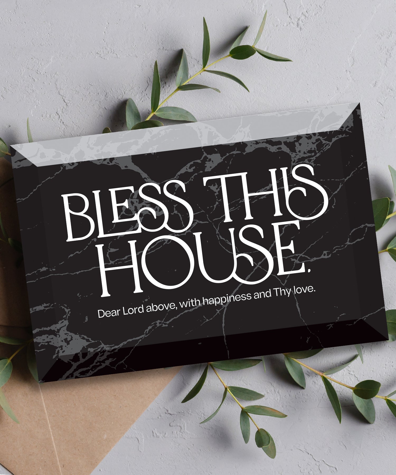 Bless This House 6x4 Glass Plaque with Marble Look – Inspirational Verse Home Décor