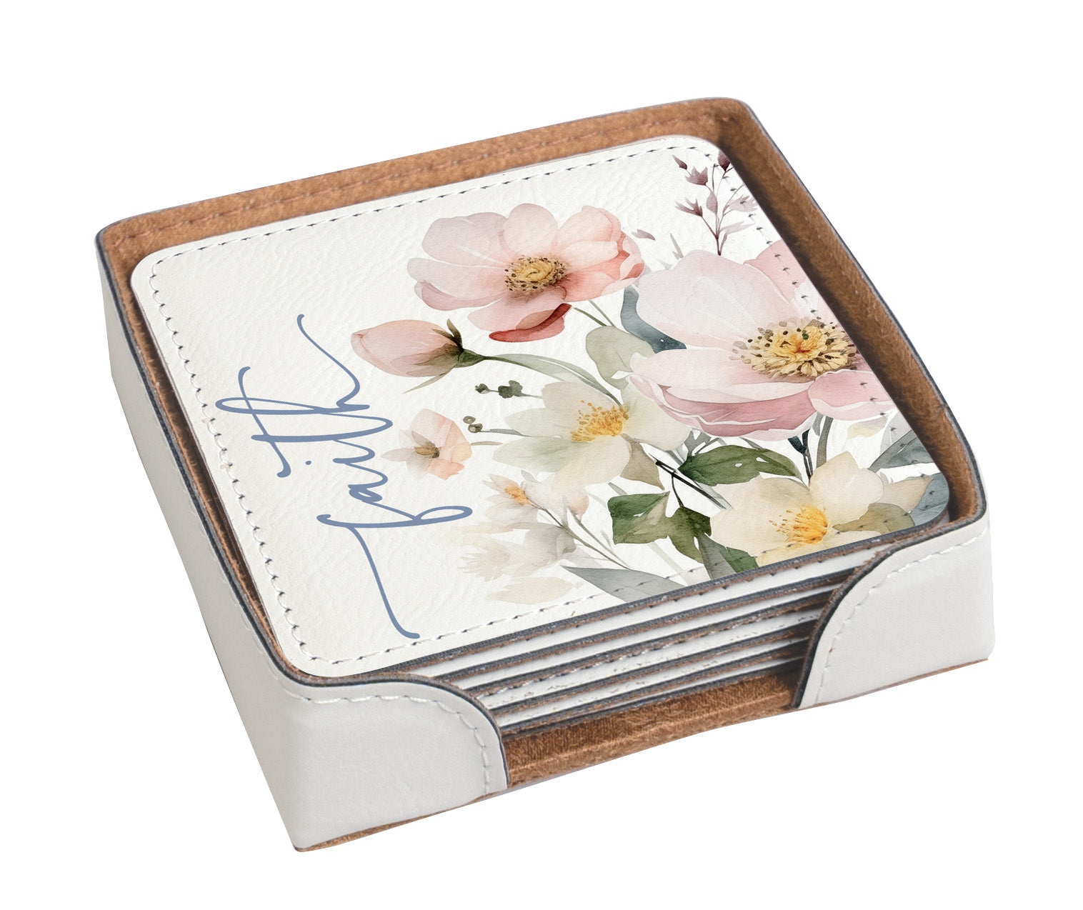 Peaceful Petals: Assorted Floral Coaster Collection - 6 different Inspirational Floral Pastels Designs