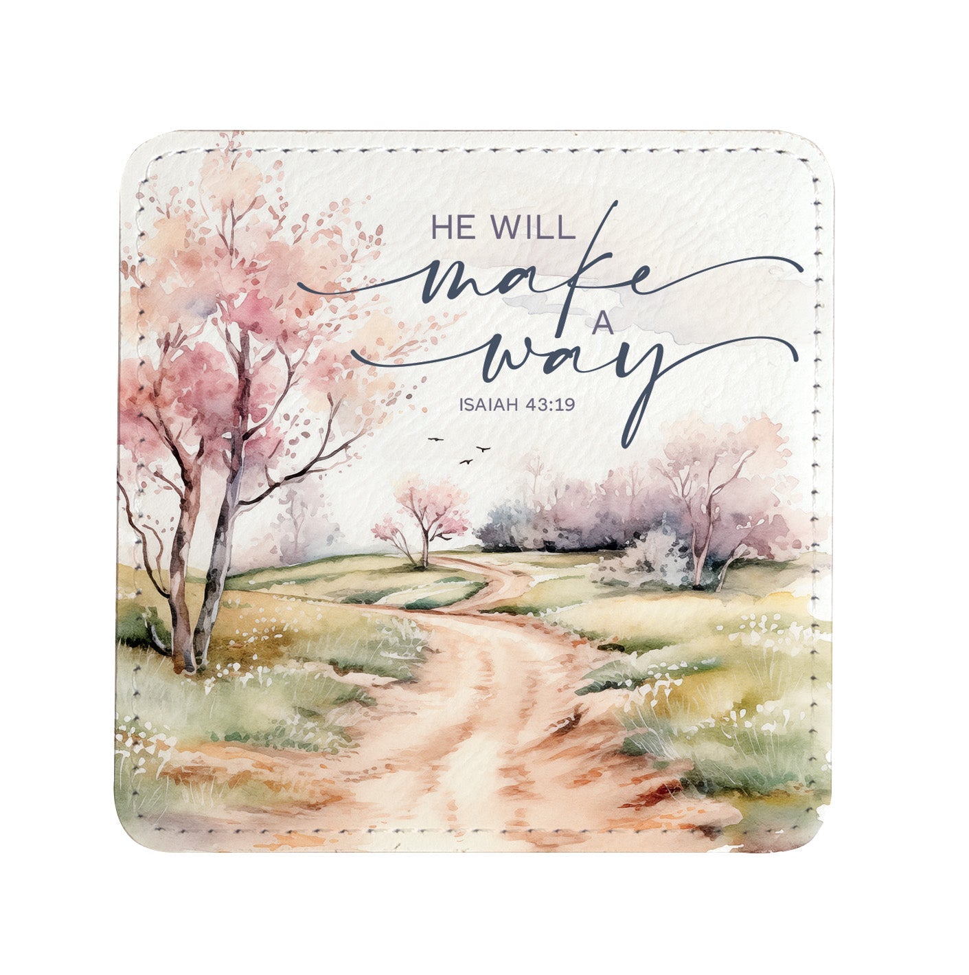 Serenity in Scripture: Assorted Landscape Leatherette Coaster Set