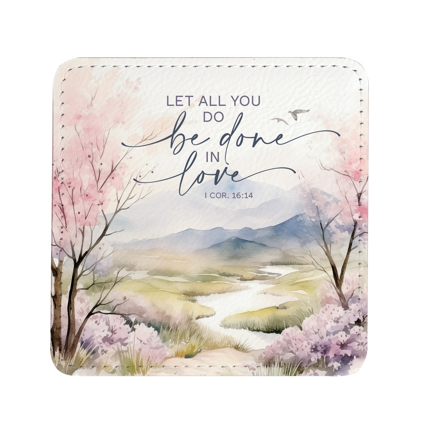 Serenity in Scripture: Assorted Landscape Leatherette Coaster Set