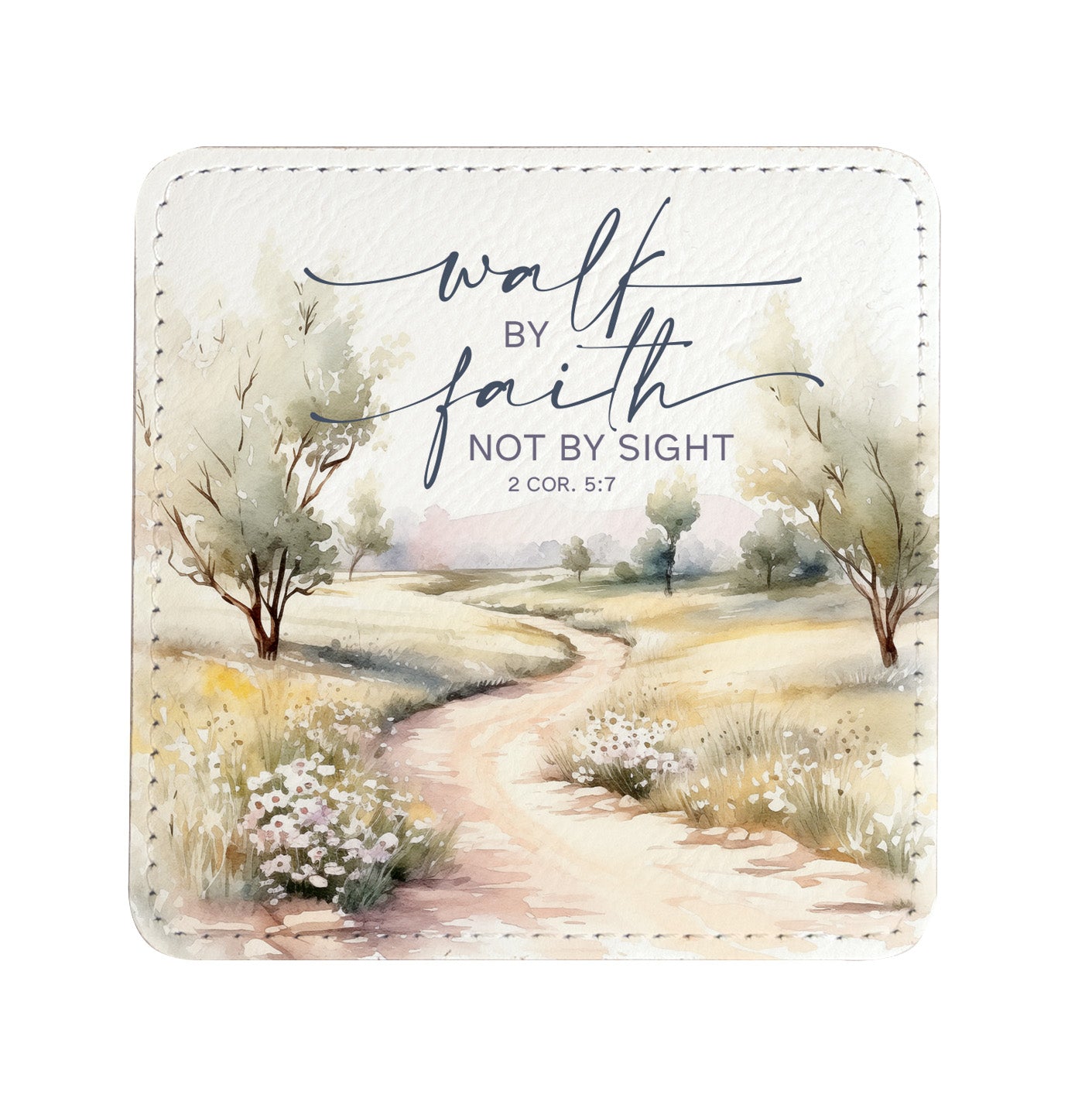 Serenity in Scripture: Assorted Landscape Leatherette Coaster Set