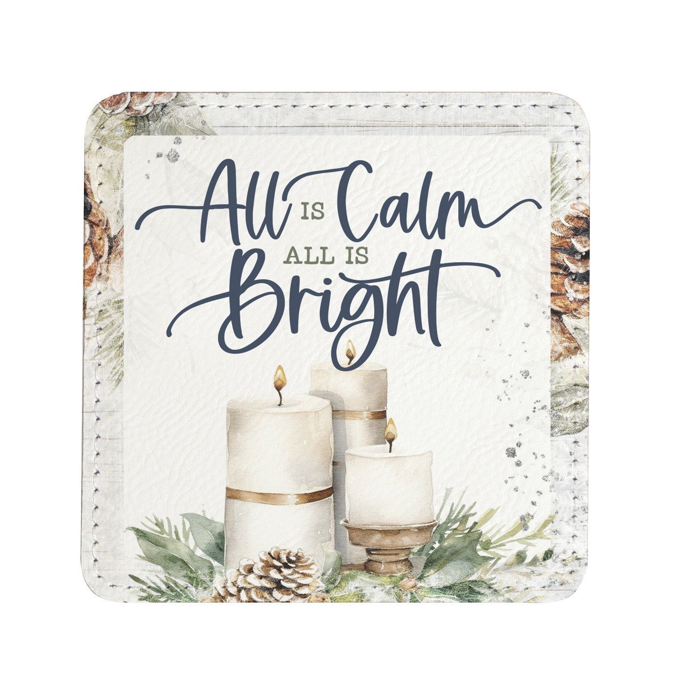 Winter’s Blessings: Assorted Christmas Leatherette Coaster Set