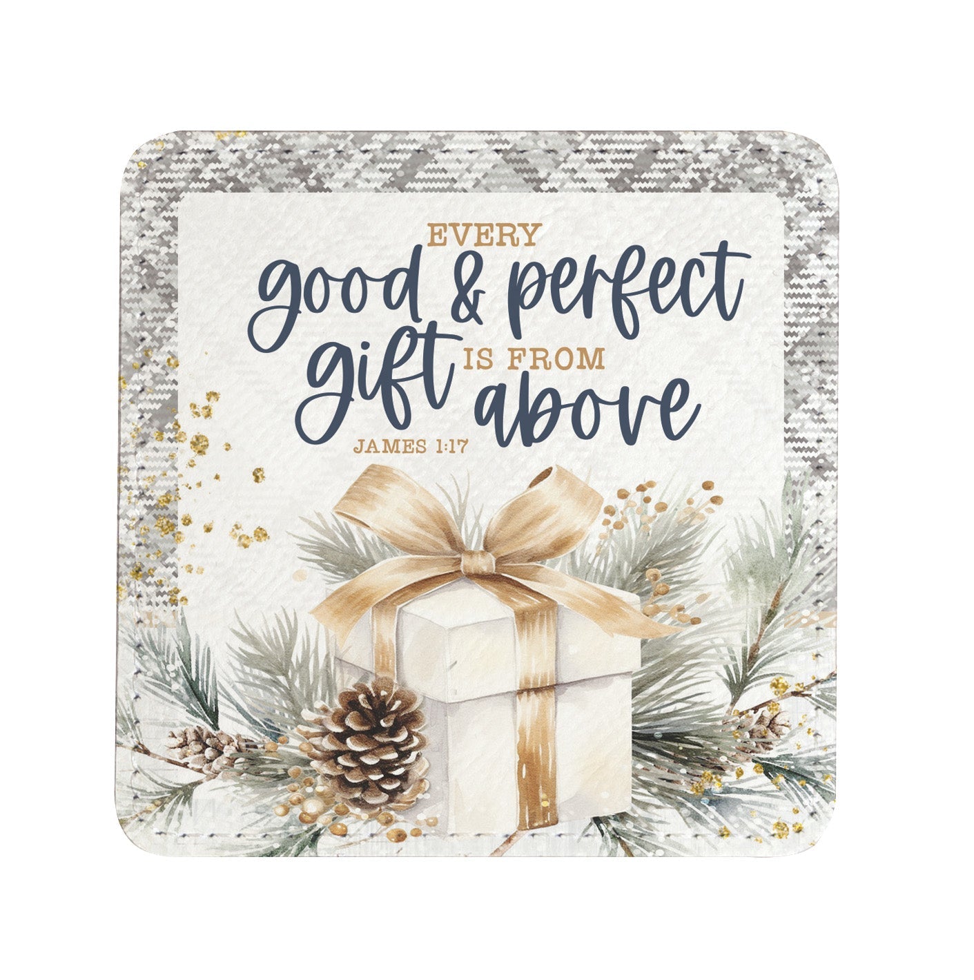 Winter’s Blessings: Assorted Christmas Leatherette Coaster Set