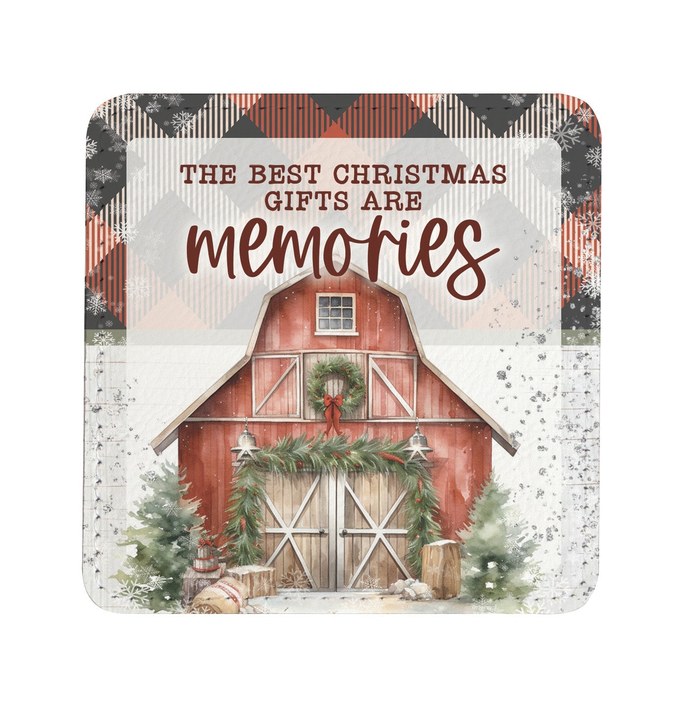 Christmas Plaid: Assorted Christmas Leatherette Coaster Set