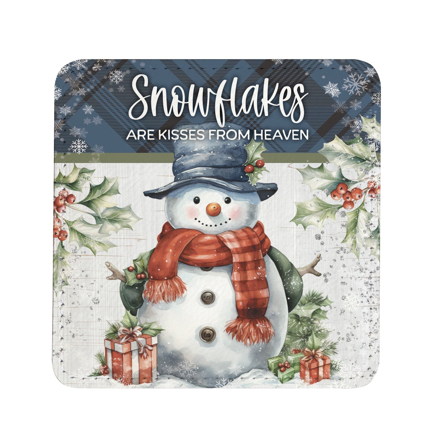 Christmas Plaid: Assorted Christmas Leatherette Coaster Set