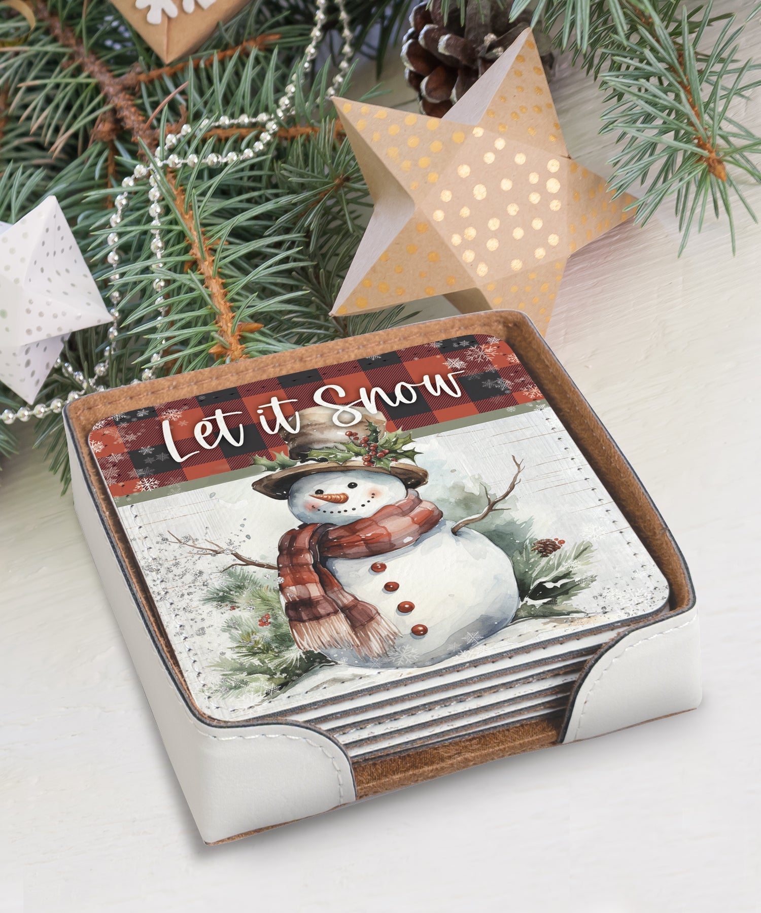 Christmas Plaid: Assorted Christmas Coaster Collection - 6 different Inspirational Floral Pastels Designs