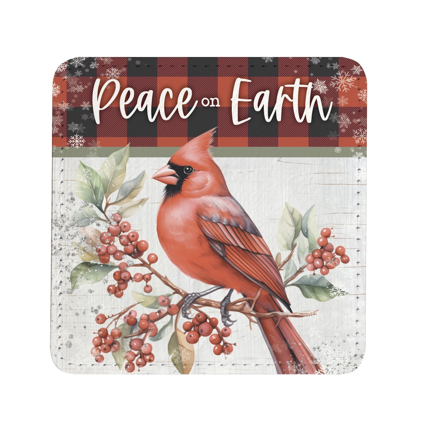 Christmas Plaid: Assorted Christmas Leatherette Coaster Set