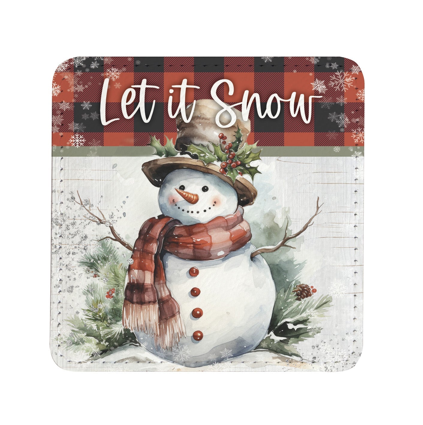 Christmas Plaid: Assorted Christmas Leatherette Coaster Set