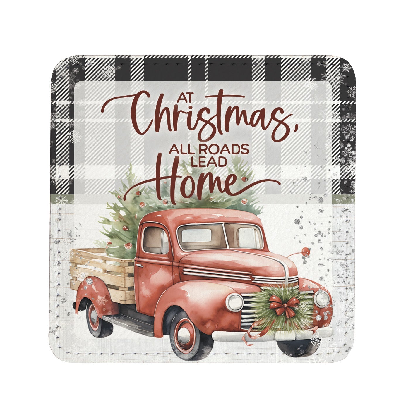Christmas Plaid: Assorted Christmas Leatherette Coaster Set