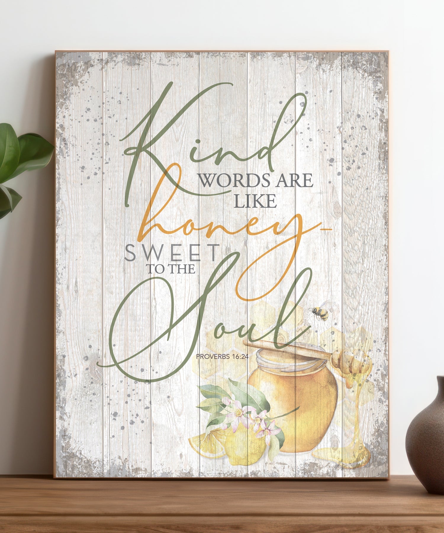Kind Words 11x15 MDF Statement Board has an inspiring sentiment and a reclaimed wood look in farmhouse style.