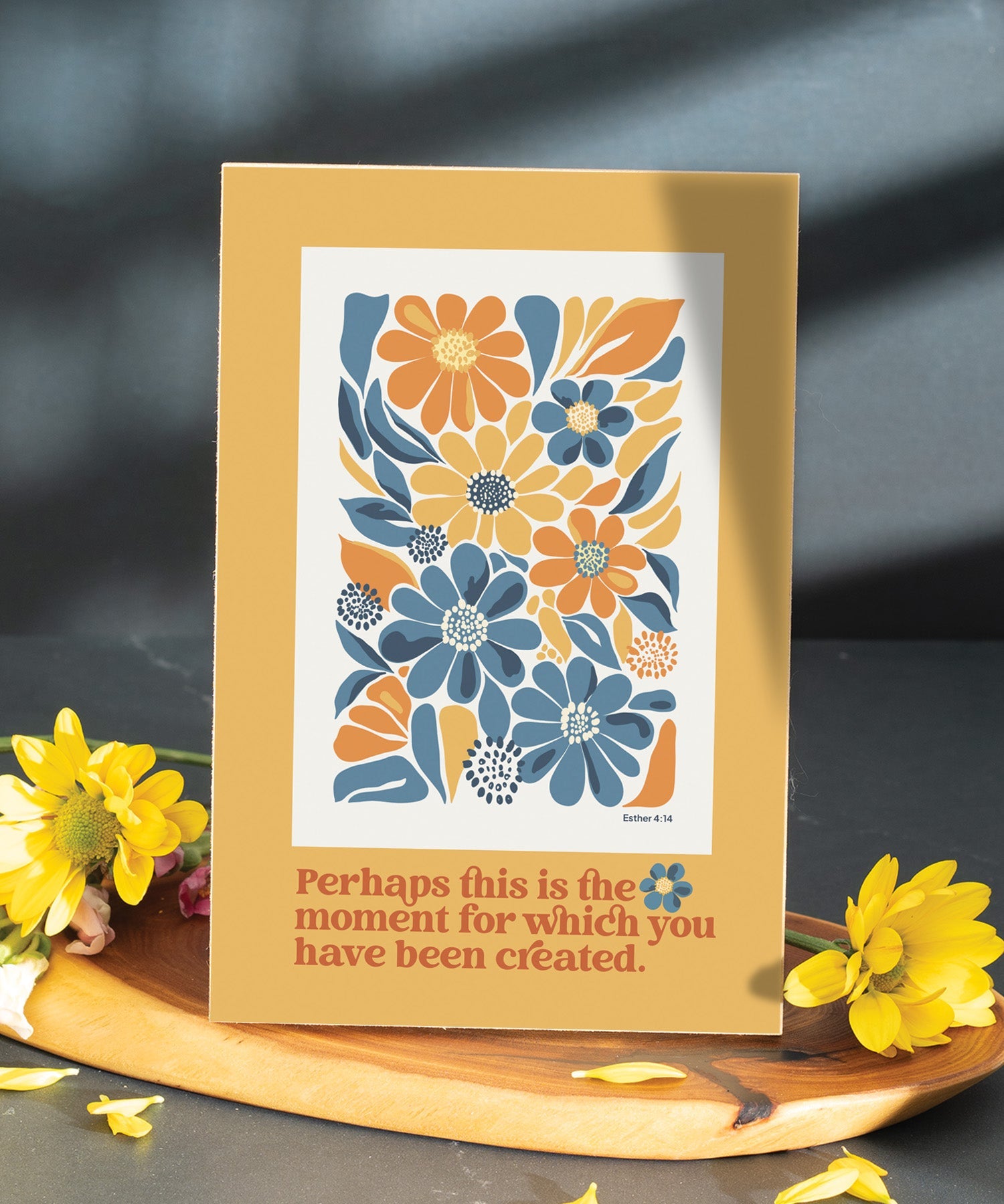 Perhaps This Is the Moment 6x9 MDF Plaque with modern-retro design, easel back, and timeless florals.