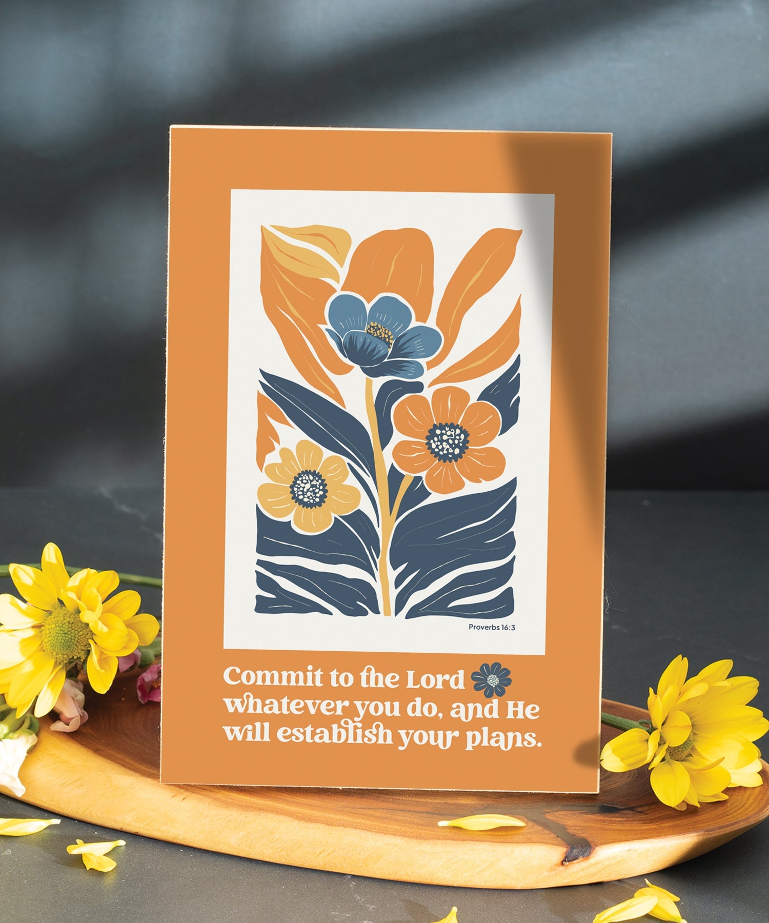 Commit to the Lord 6x9 MDF Plaque with modern-retro design, easel back, and timeless florals.
