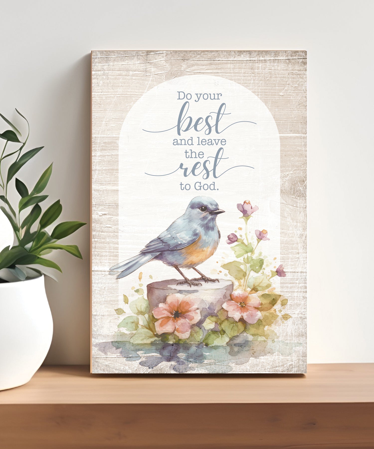 Do Your Best 4x6 MDF Plaque with Inspirational Message in Farmhouse-Style Hues and Natural Wood Edge