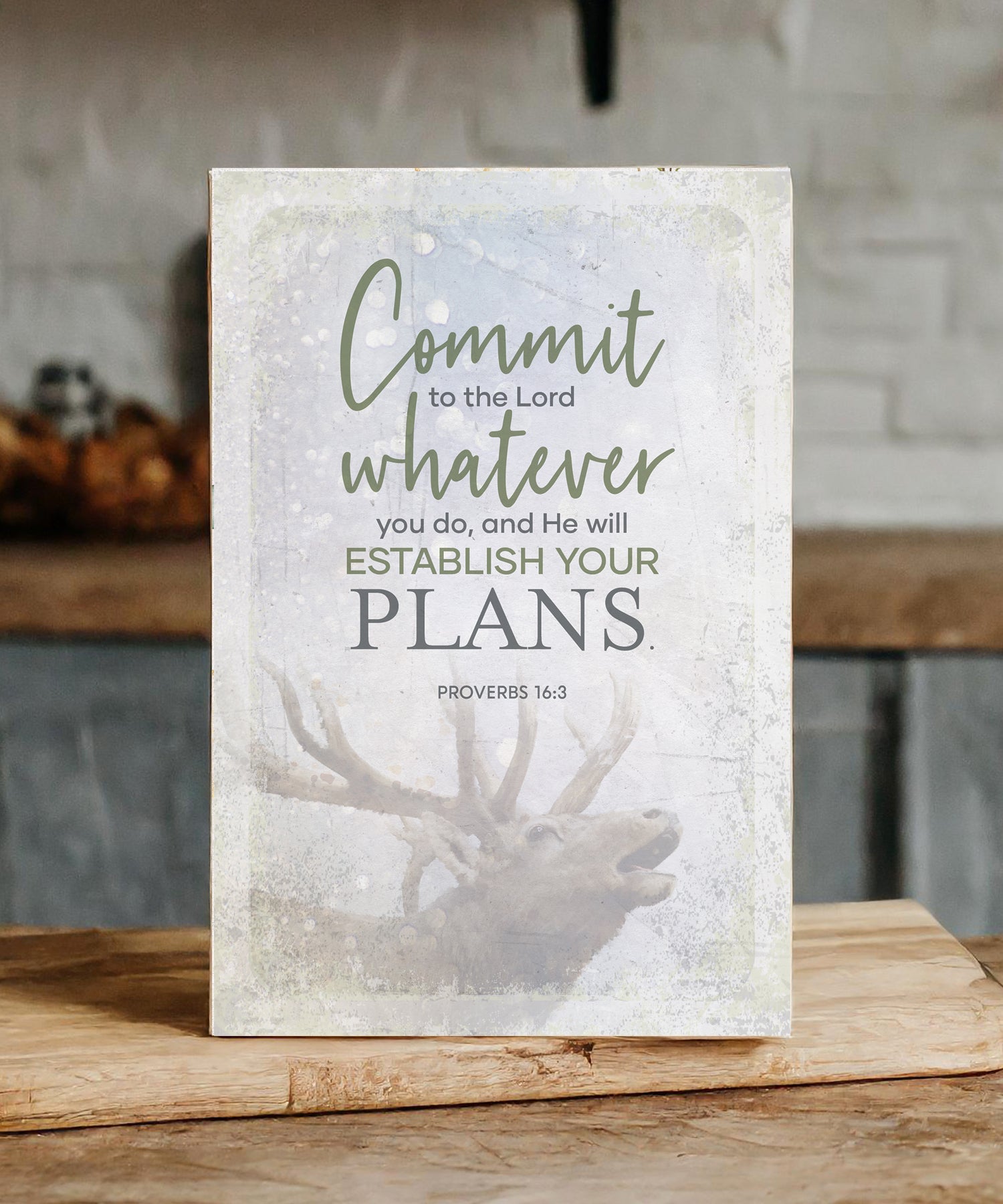 Commit to the Lord 6x9 MDF Plaque has natural edges, inspirational verse, and muted tones to fit any decor. The plaque features full-color printing and a metal hanger and easel back.