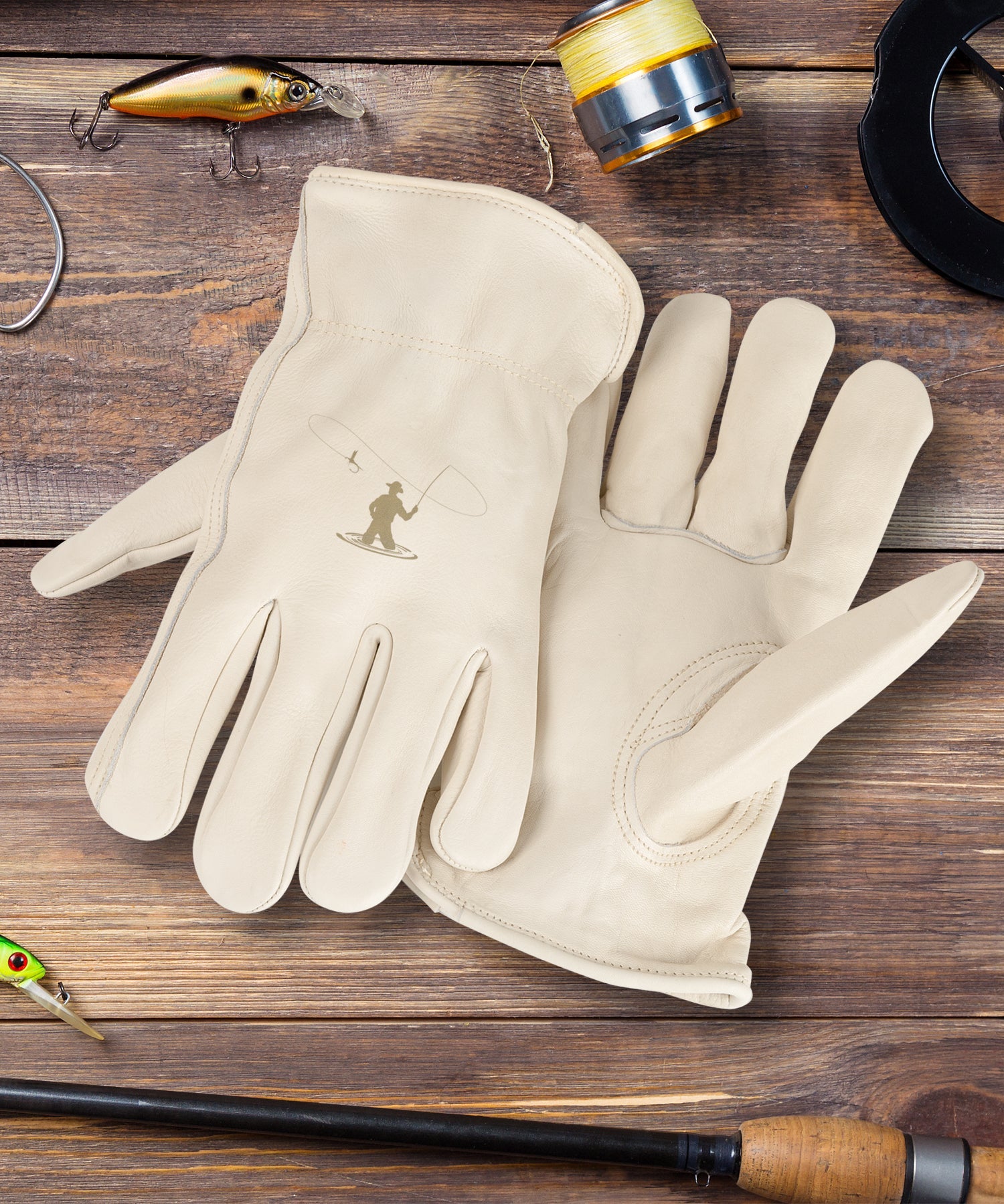 Adult Trailblazer Gloves – Fly Fishing – Ivory Deerskin, Unlined & Breathable, Water-Resistant with Inspirational Message