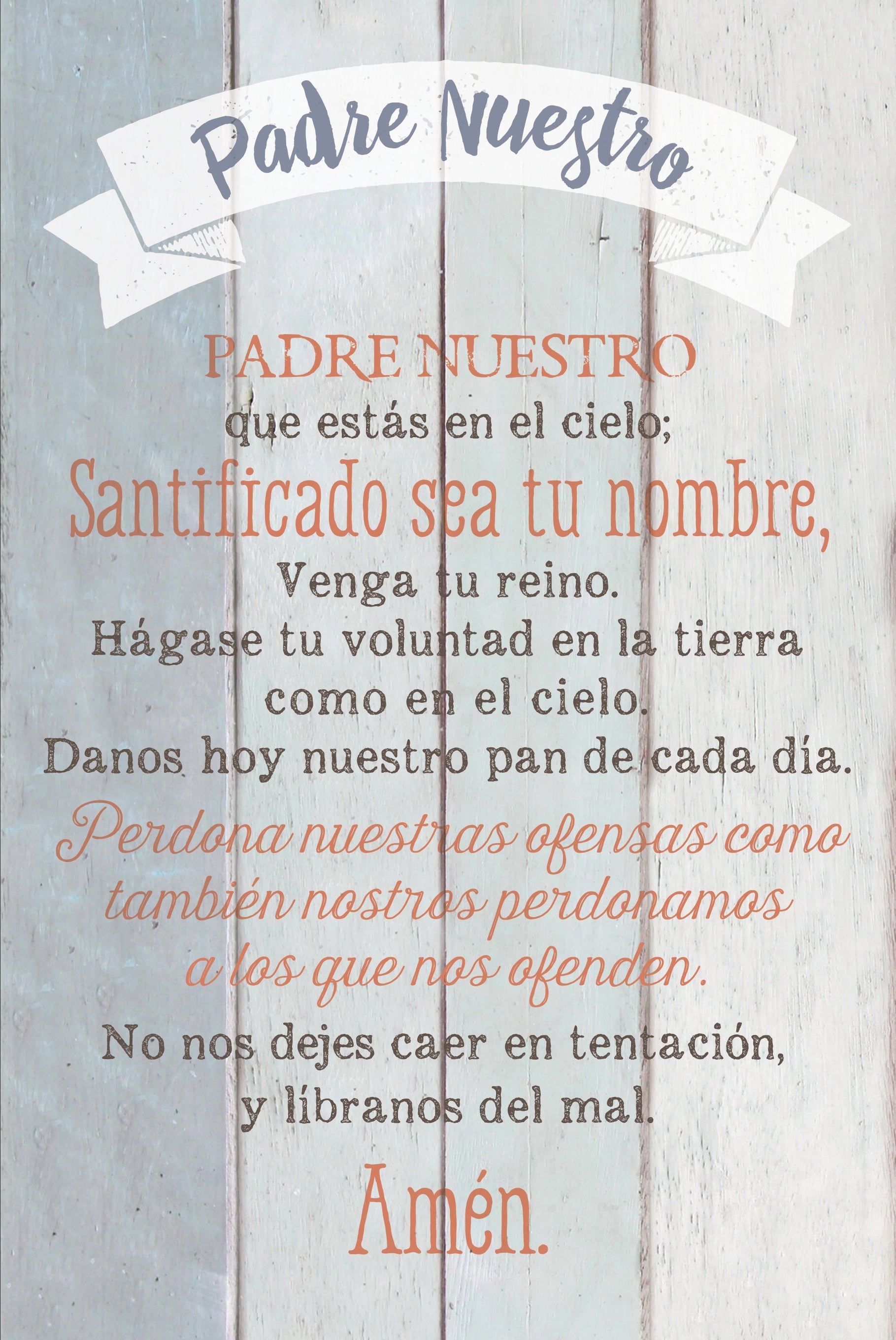 The Lord’s Prayer Spanish 6x9 MDF Plaque