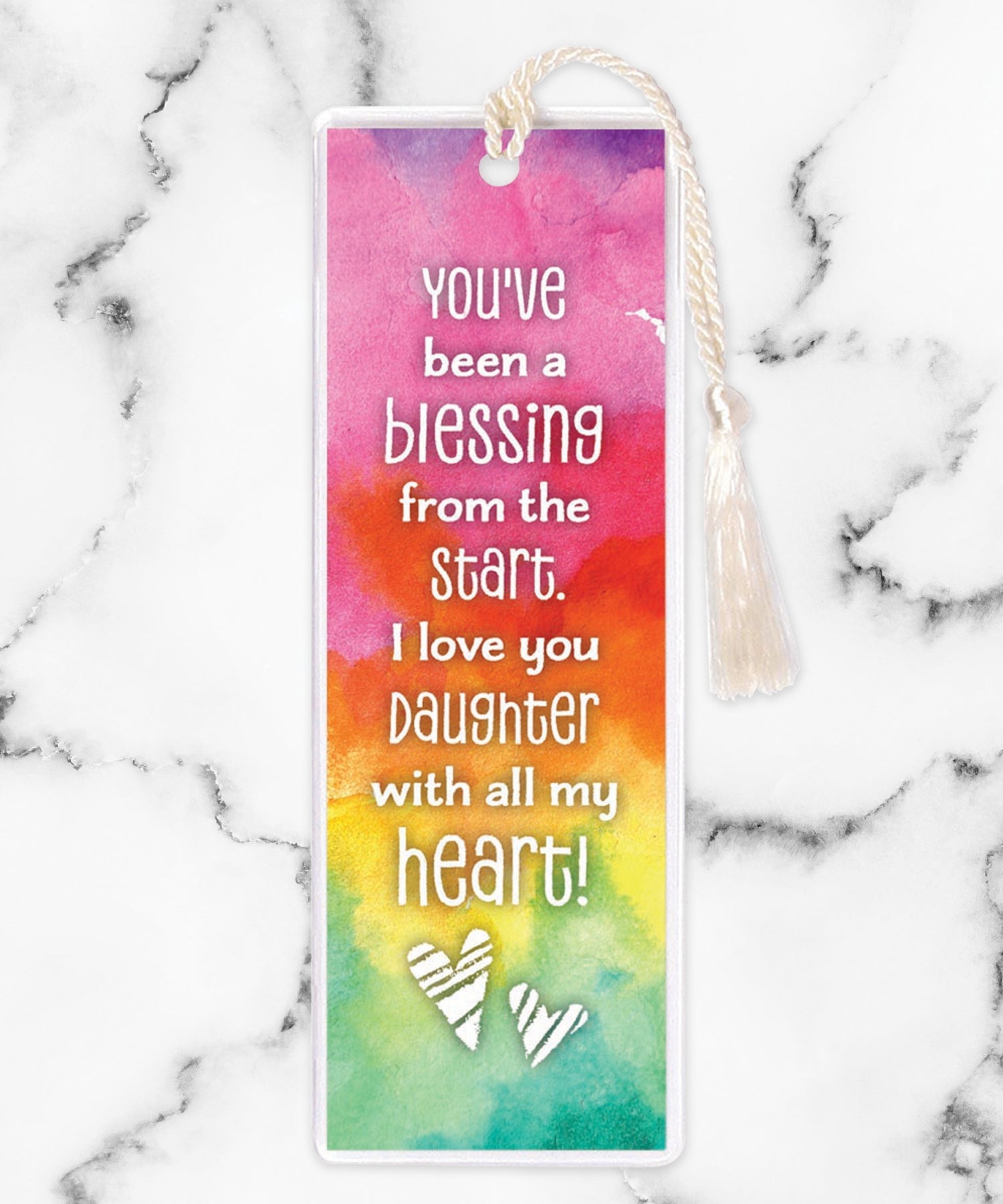 An elegant double-sided bookmark, You've Been a Blessing, is protected by a clear vinyl sleeve and finished with a tassel.