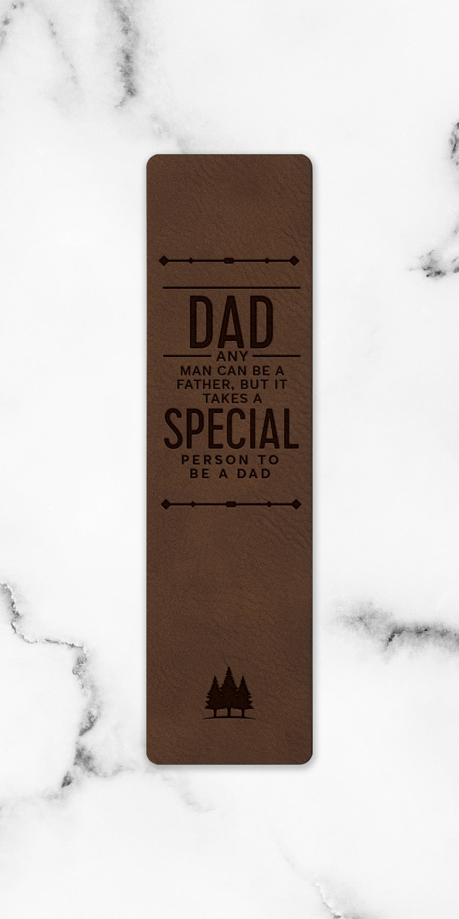 Dad Leatherette Bookmark with a masculine design and laser-engraved inspirational verse.