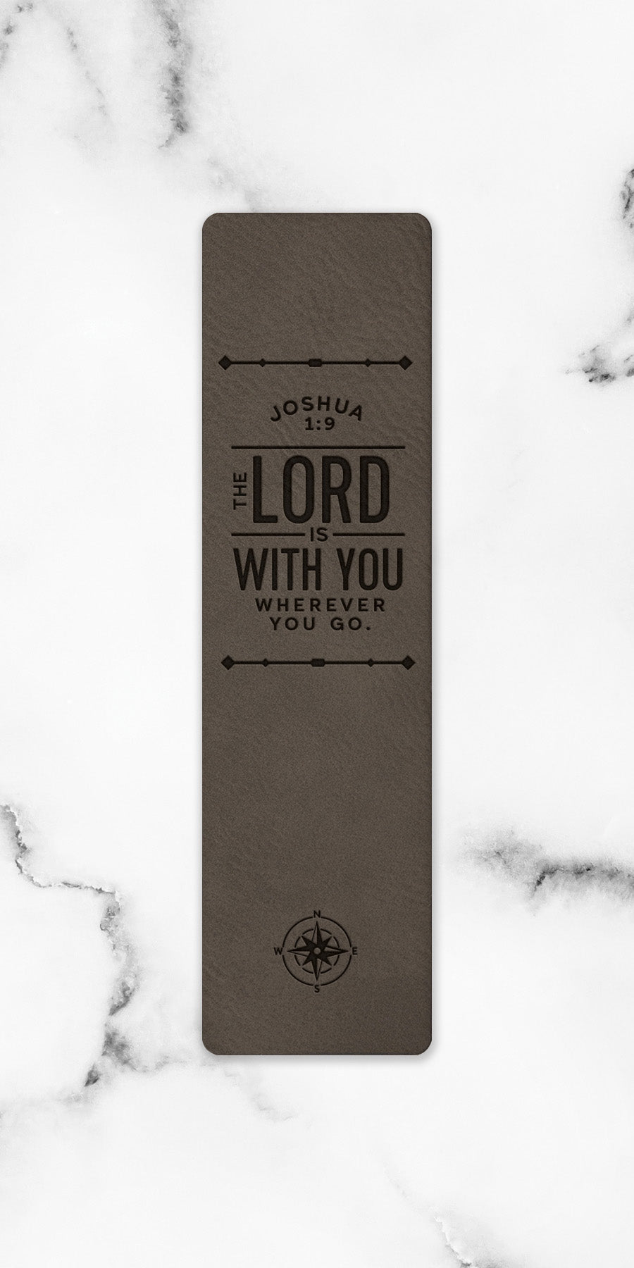 The Lord is with You Leatherette Bookmark with a masculine design and laser-engraved inspirational verse.