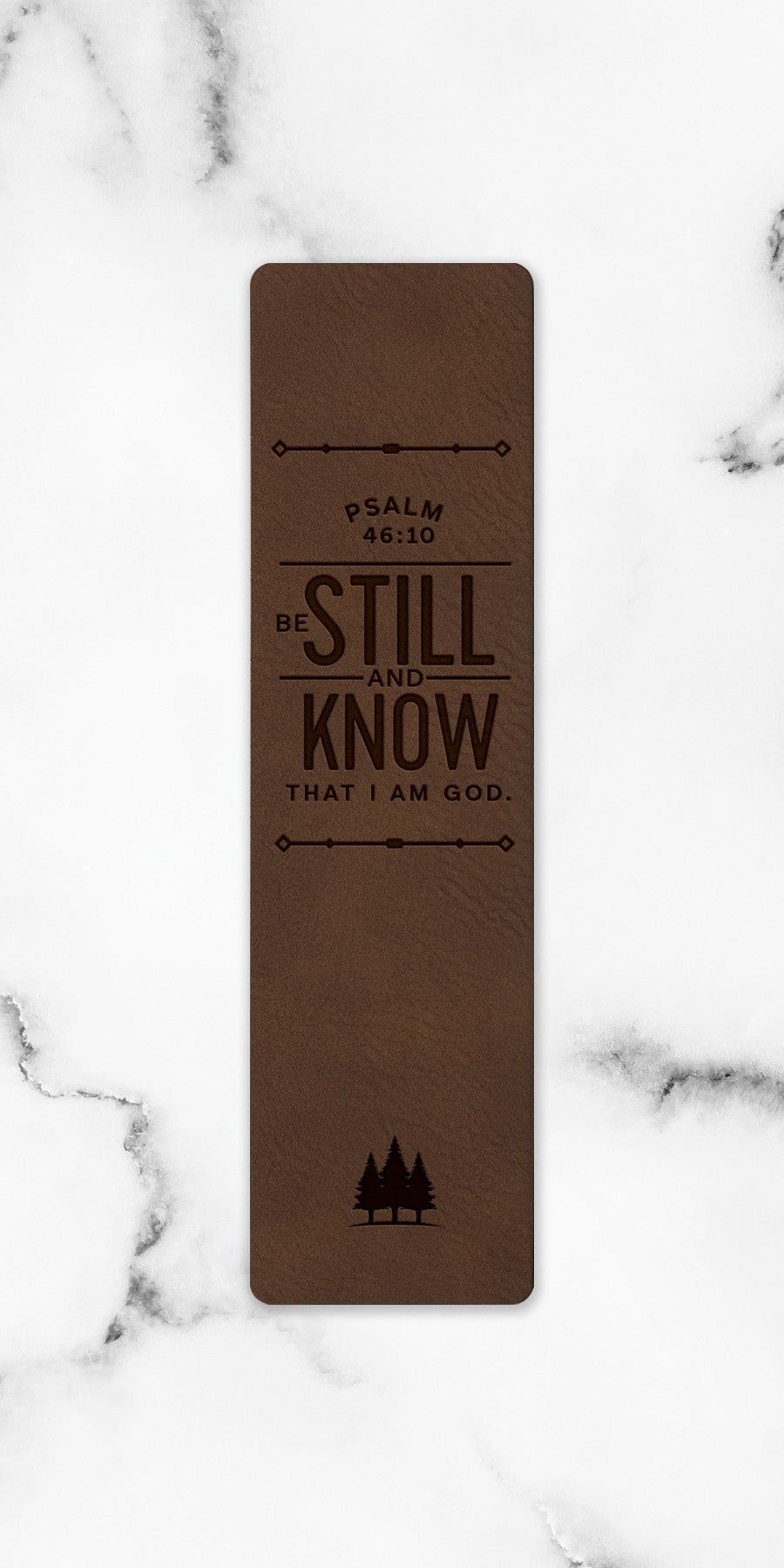 As the Deer Leatherette Bookmark with a masculine design and laser-engraved inspirational verse.